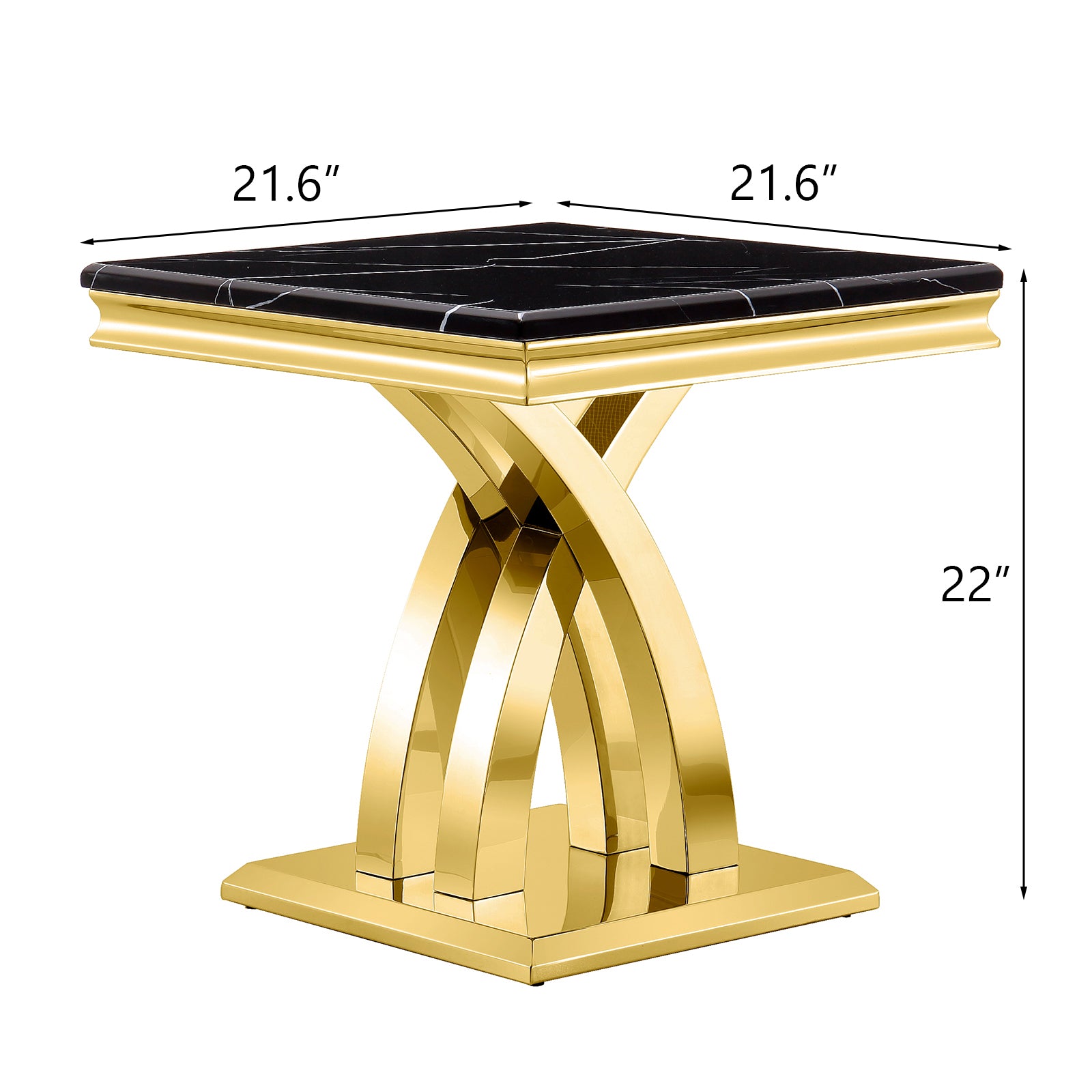 Gold End Table with Double X Pedestal | E416