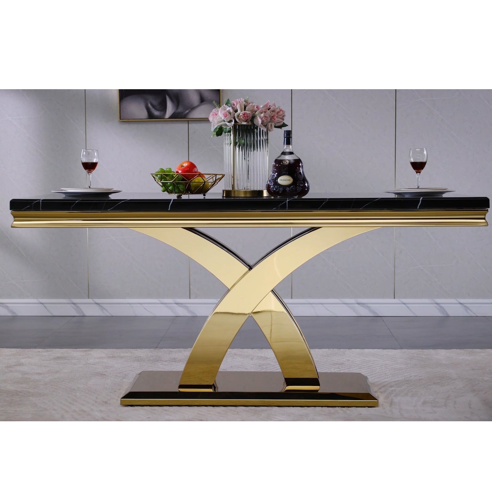 637-Set | AUZ White and Gold Dining room Sets for 6