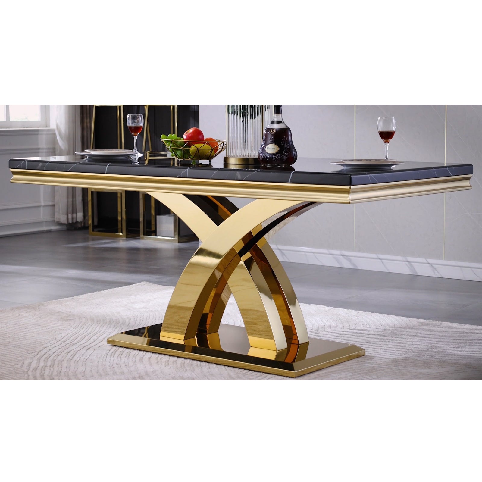 637-Set | AUZ White and Gold Dining room Sets for 6