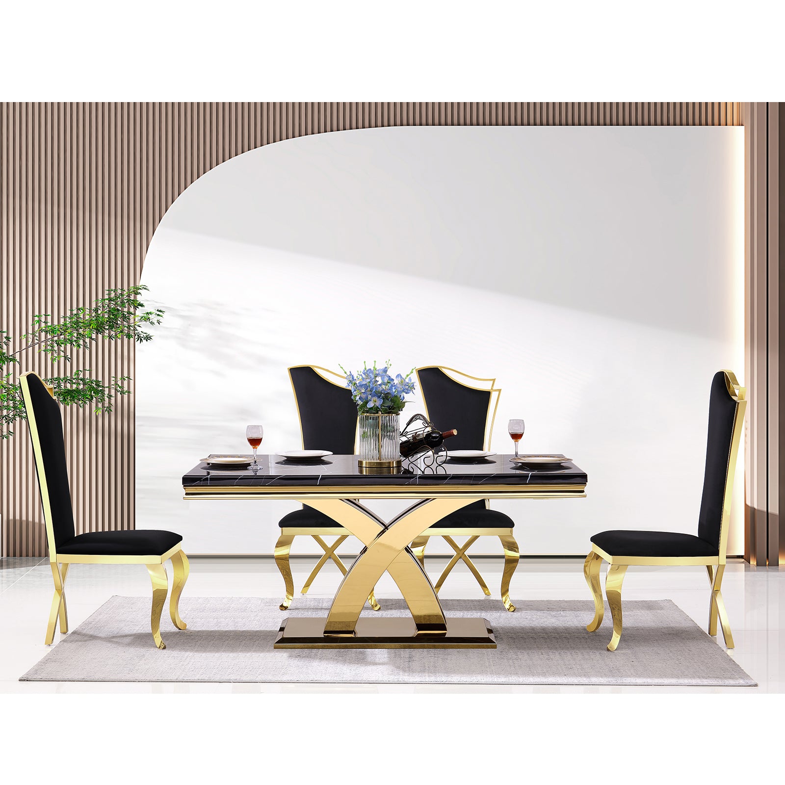 643-Set | AUZ Black and Gold Dining room Sets for 6