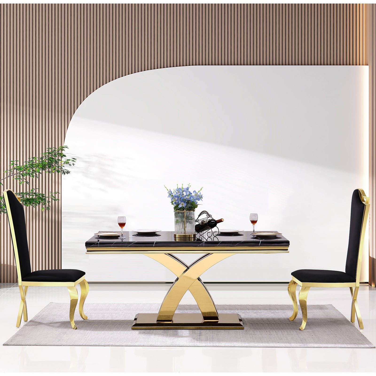 643-Set | AUZ Black and Gold Dining room Sets for 6