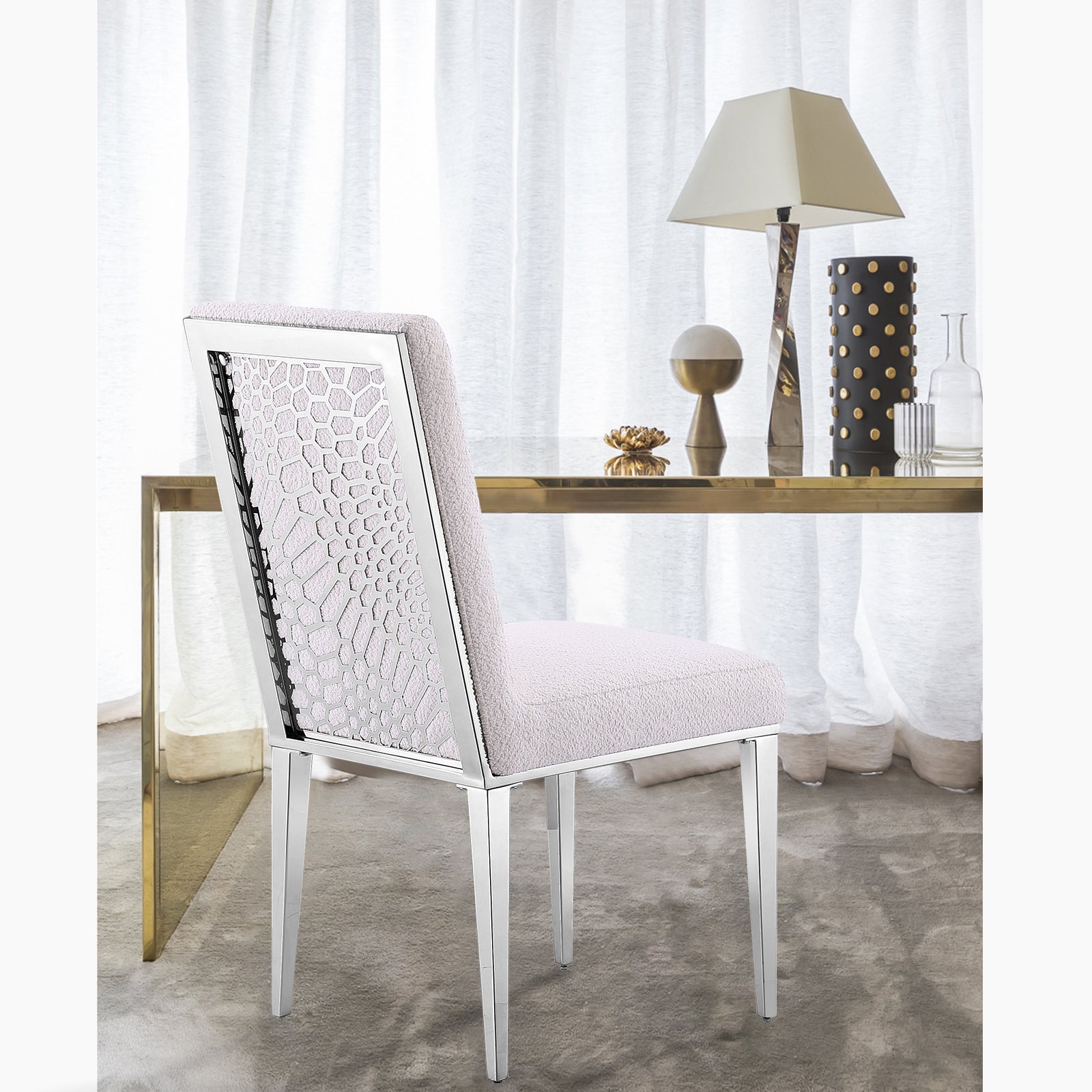 700 Set | AUZ White and Silver Dining room Sets for 6