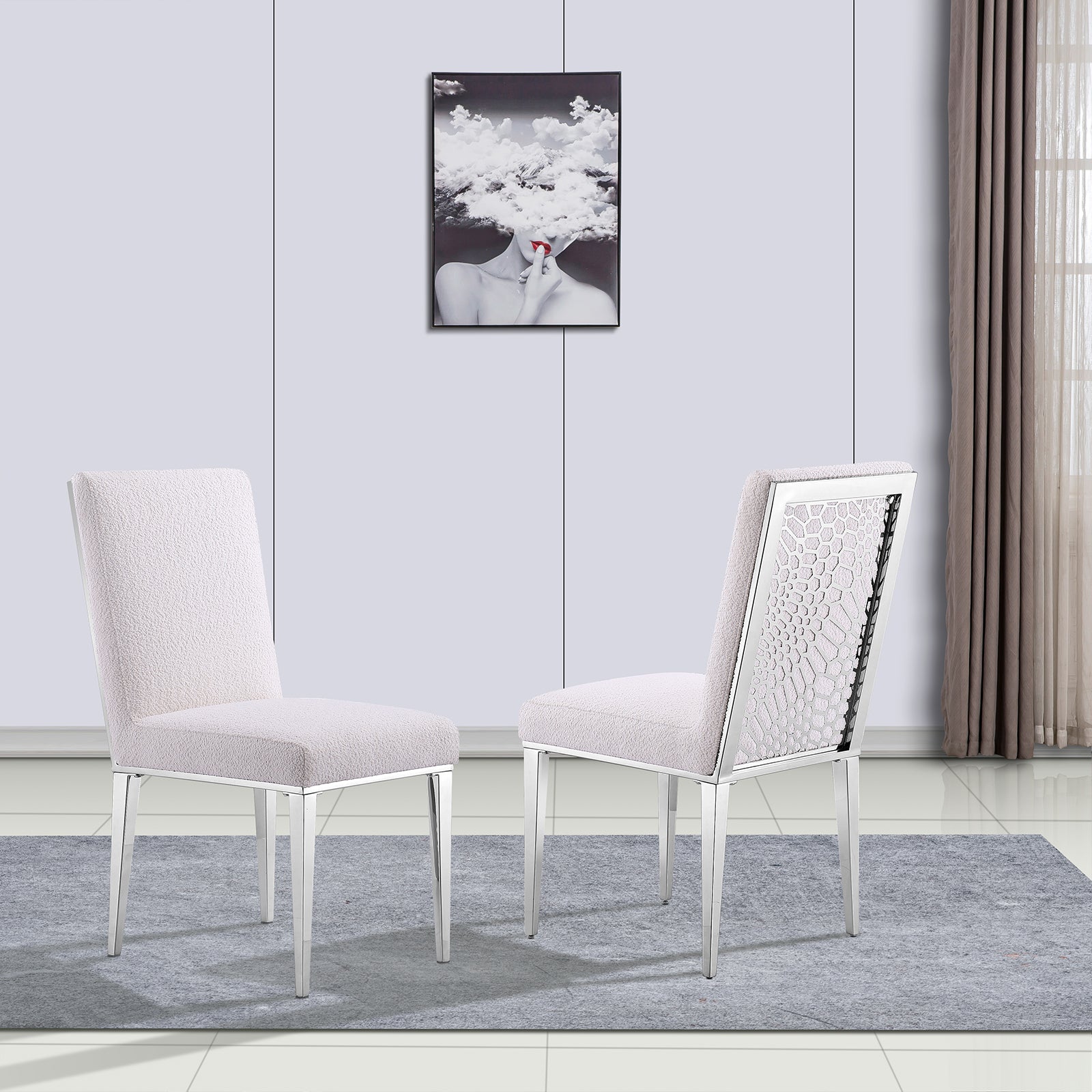 687-Set | AUZ White and Silver Dining room Sets for 6