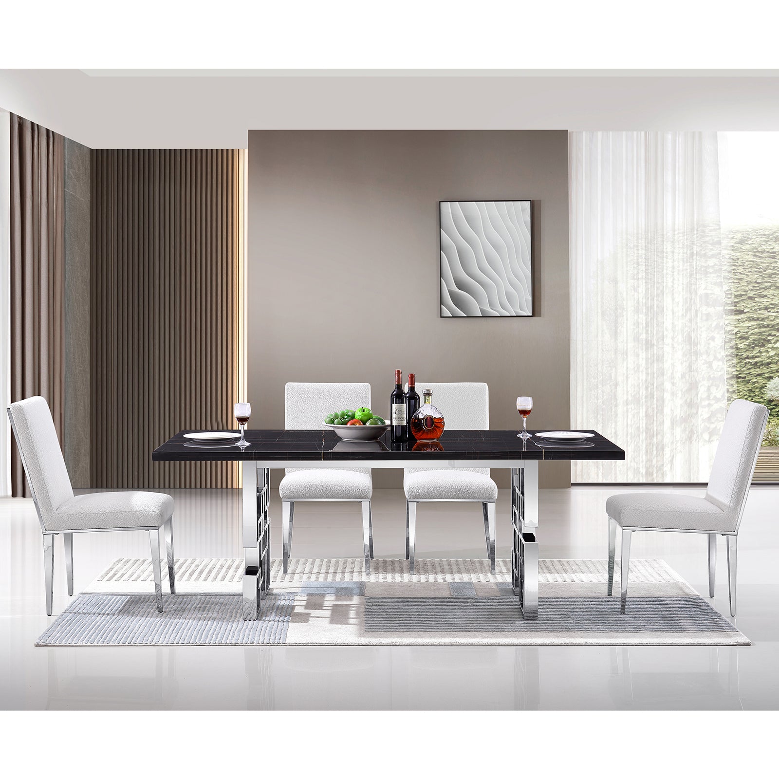 688-Set | AUZ Black and Silver Dining room Sets for 6