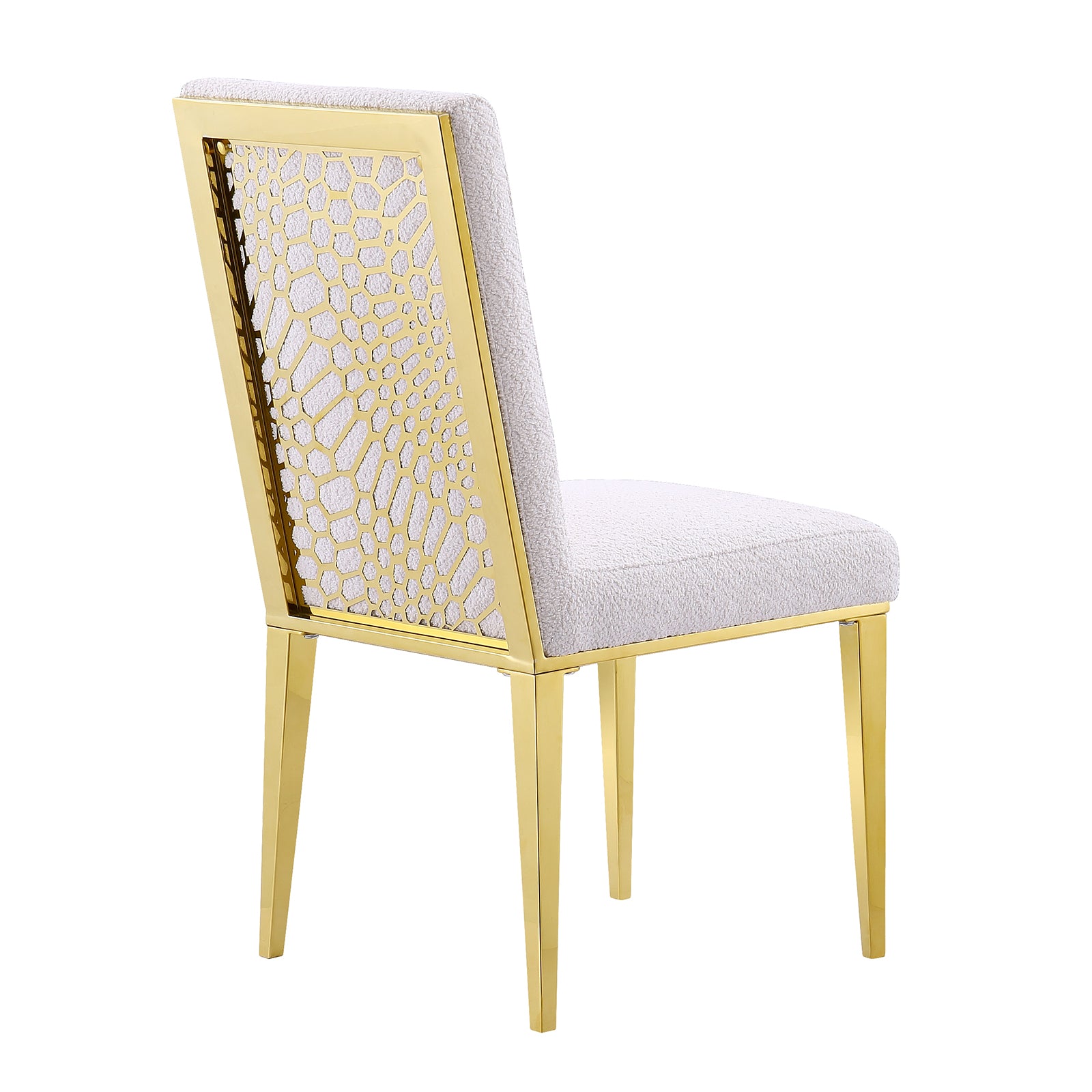 Boucle Dining Chairs |Metal pattern back|Metal legs| C107