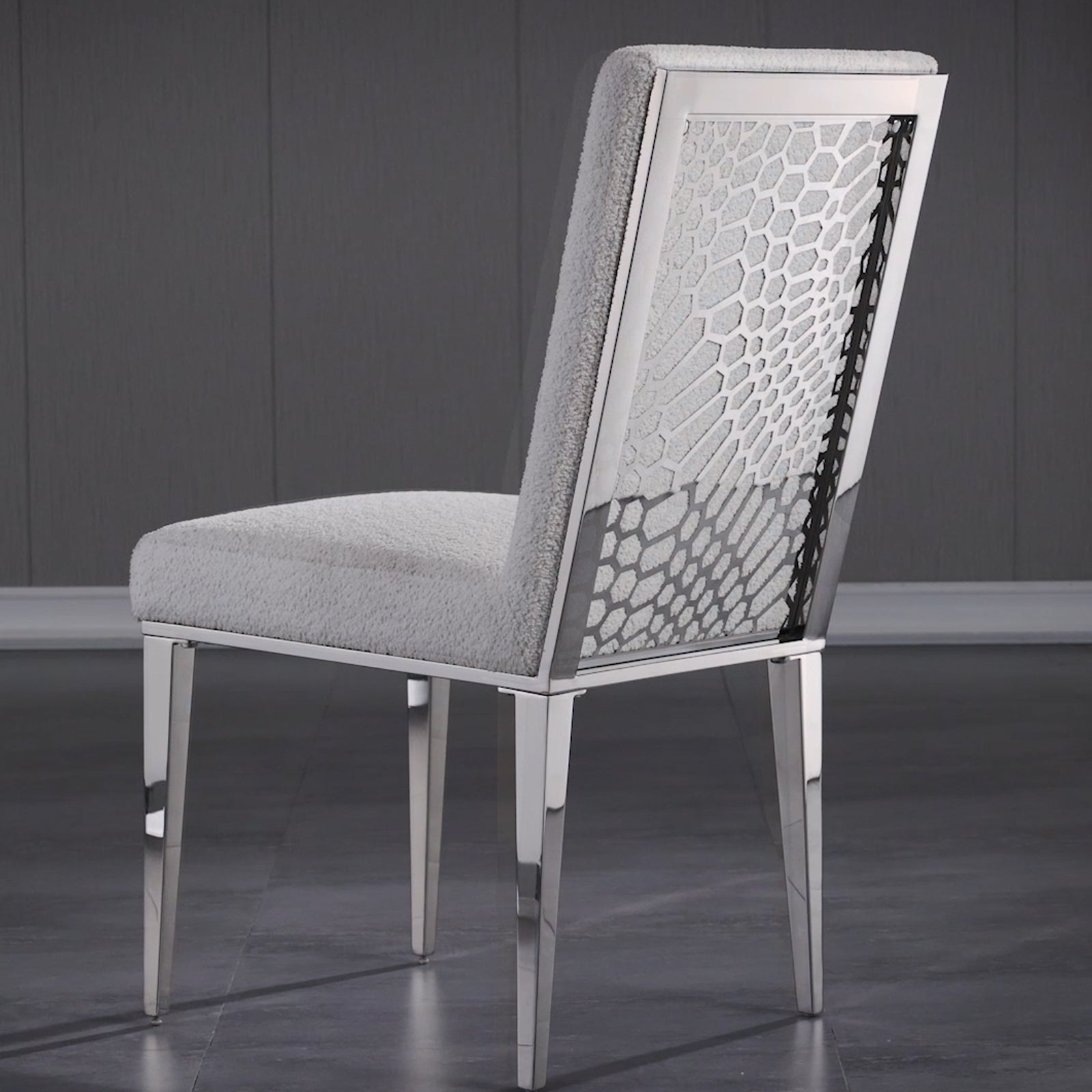 Boucle Dining Chairs |Metal pattern back|Metal legs| C108