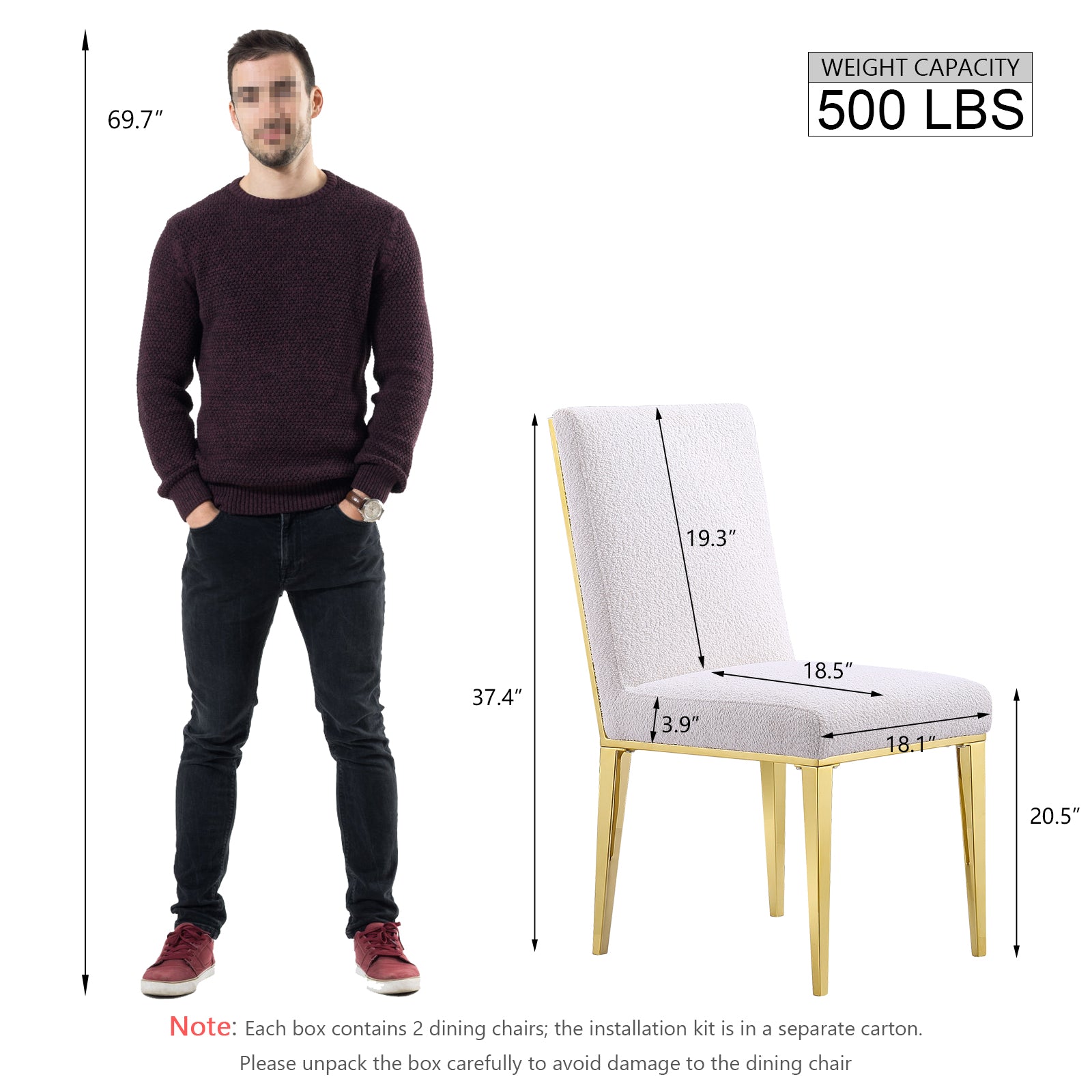 Boucle Dining Chairs |Metal pattern back|Metal legs| C107