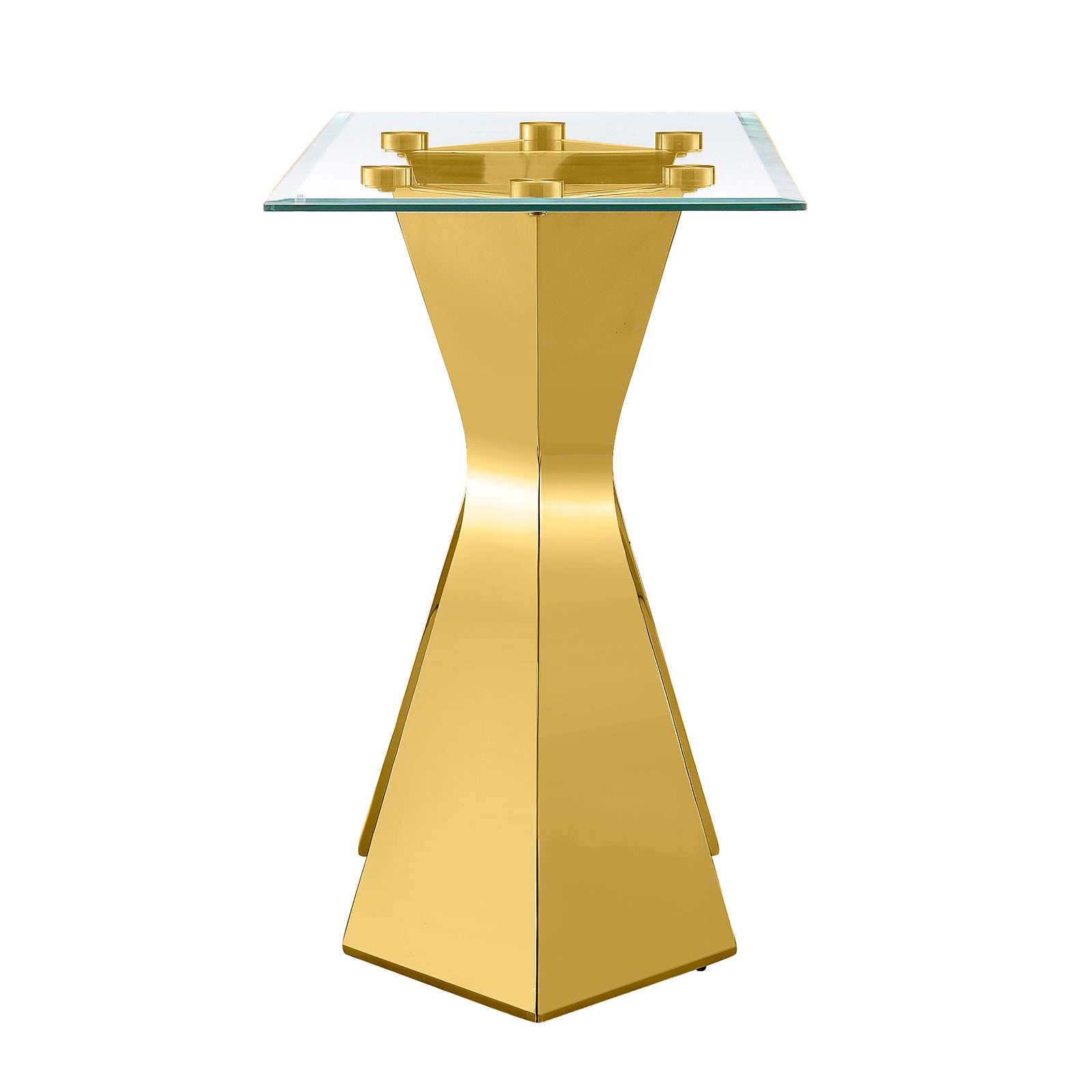 Glass Sofa Table with metal gold L-shaped legs | S518