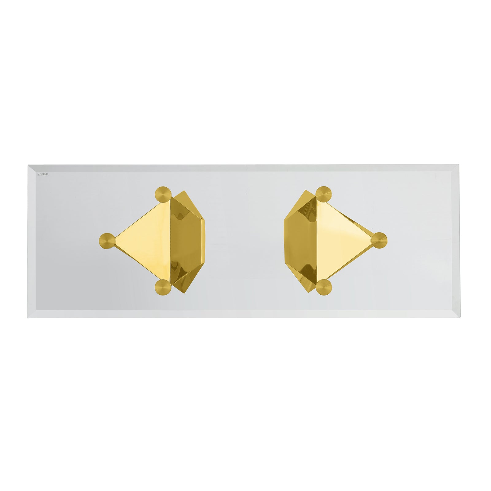 Glass Sofa Table with metal gold L-shaped legs | S518