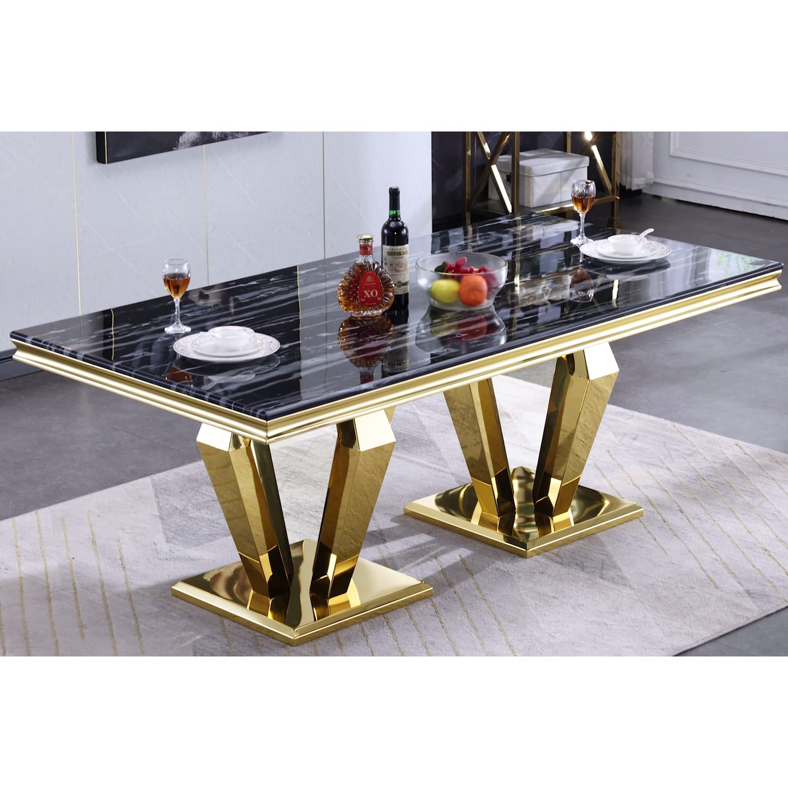 614-Set | AUZ Black and Gold Dining room Sets for 6