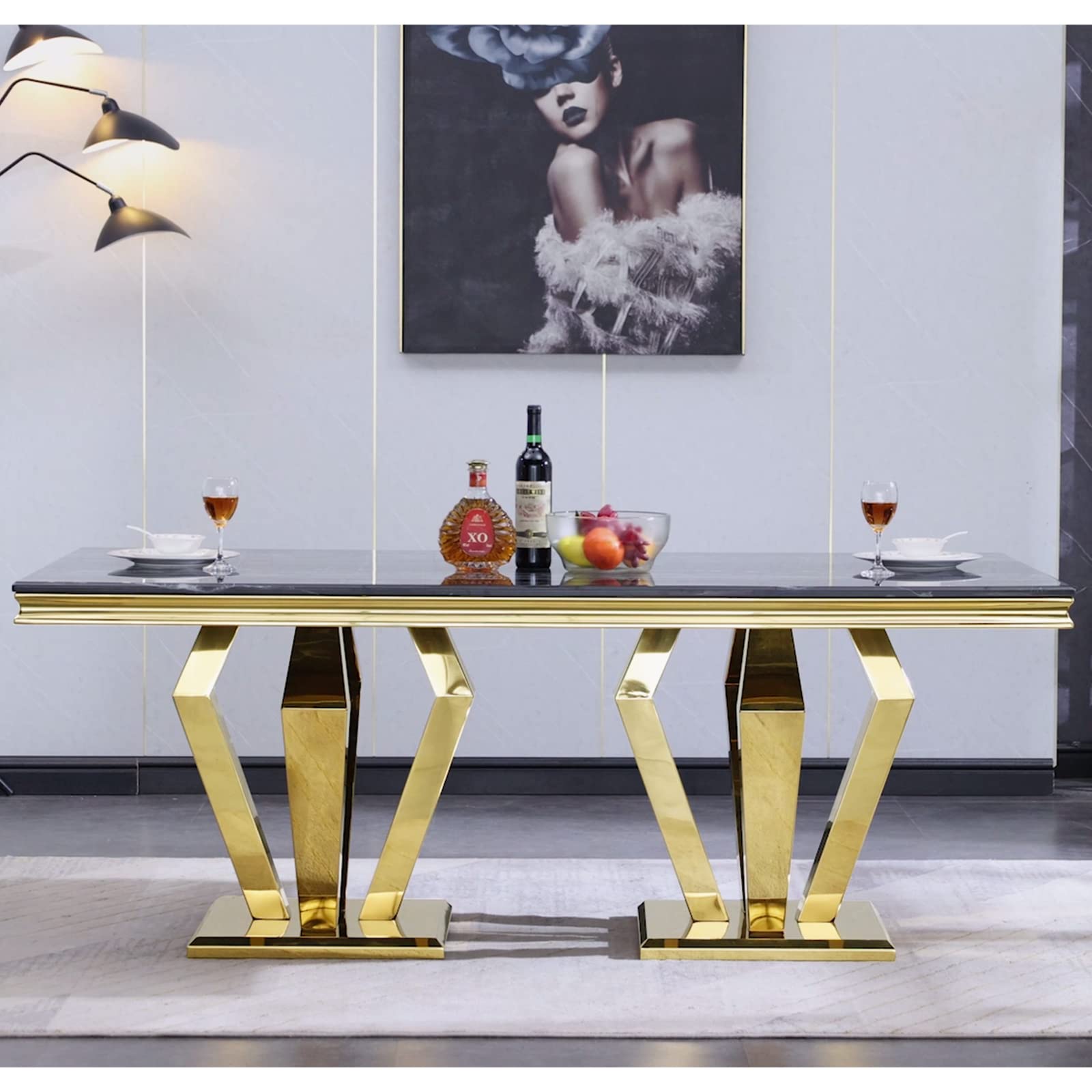 614-Set | AUZ Black and Gold Dining room Sets for 6