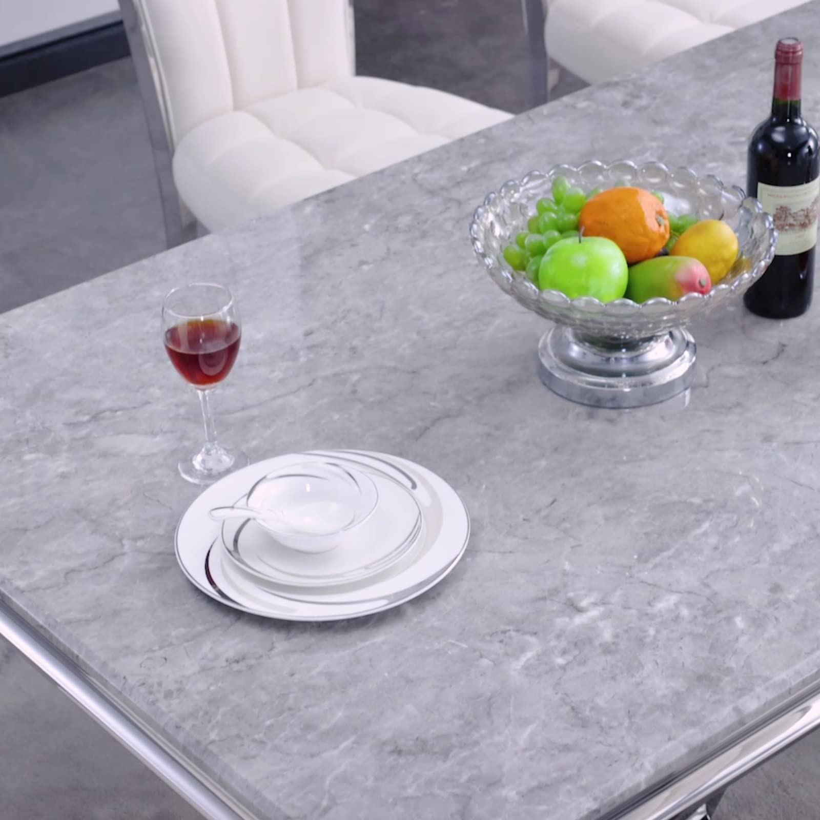 685-Set | AUZ White and Silver Dining room Sets for 6