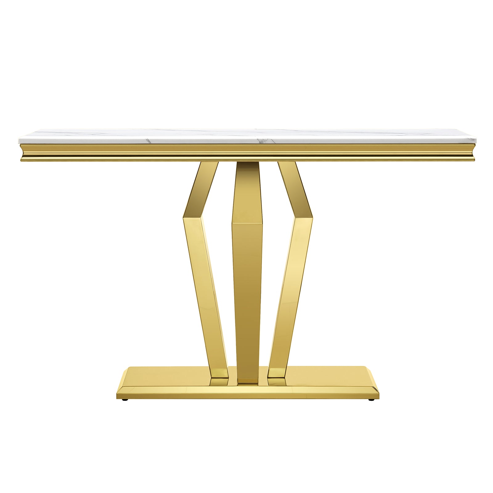 White Gold Living room table Set | Four Geometric legs | L206