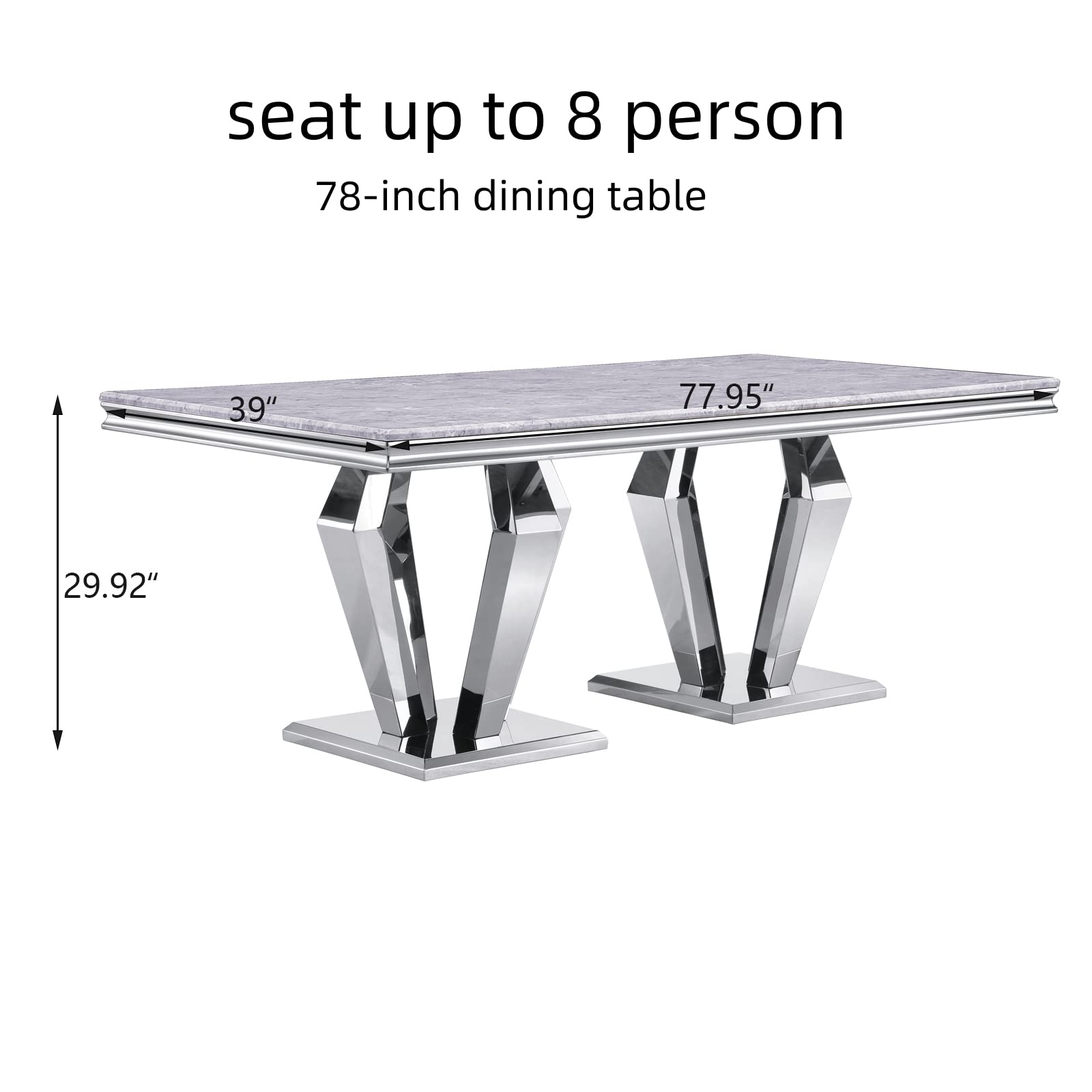 685-Set | AUZ White and Silver Dining room Sets for 6