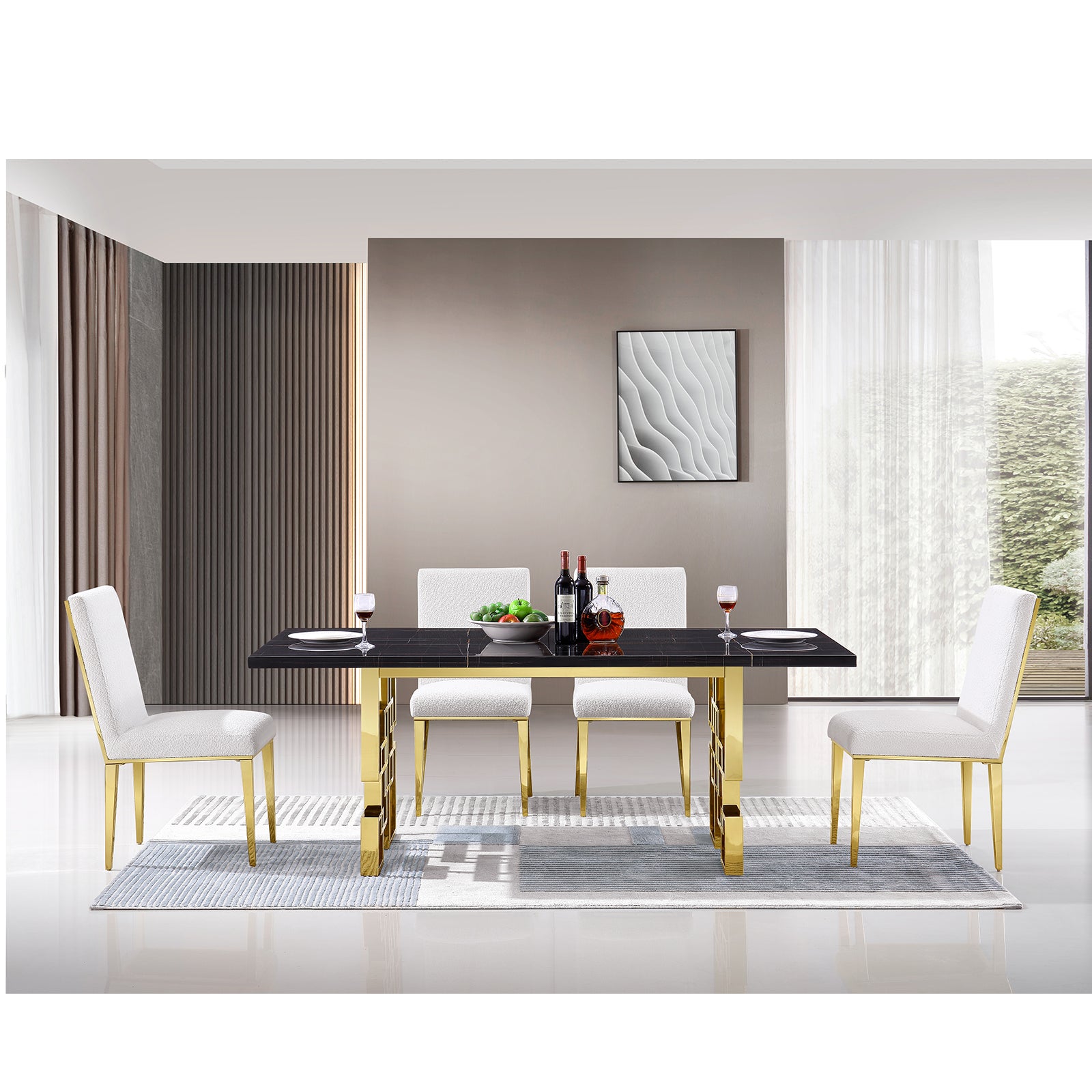 686-Set | AUZ Black and Gold Dining room Sets for 6