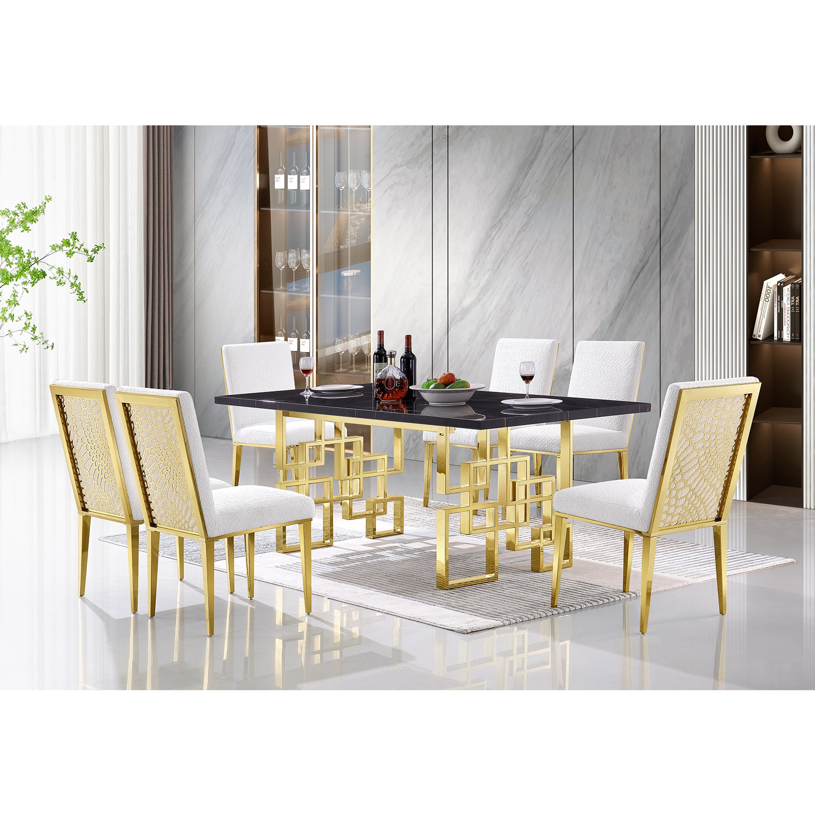 686-Set | AUZ Black and Gold Dining room Sets for 6