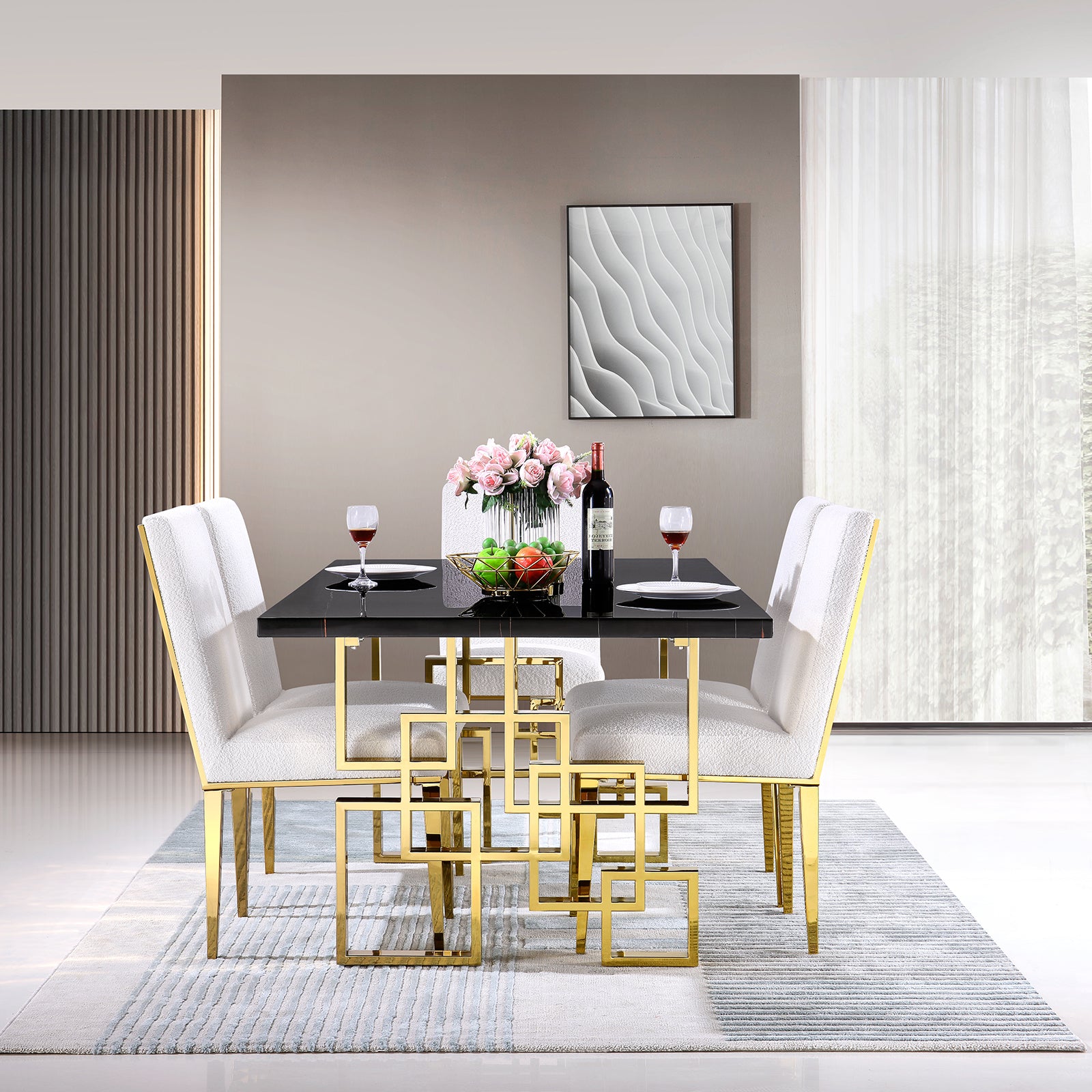 686-Set | AUZ Black and Gold Dining room Sets for 6