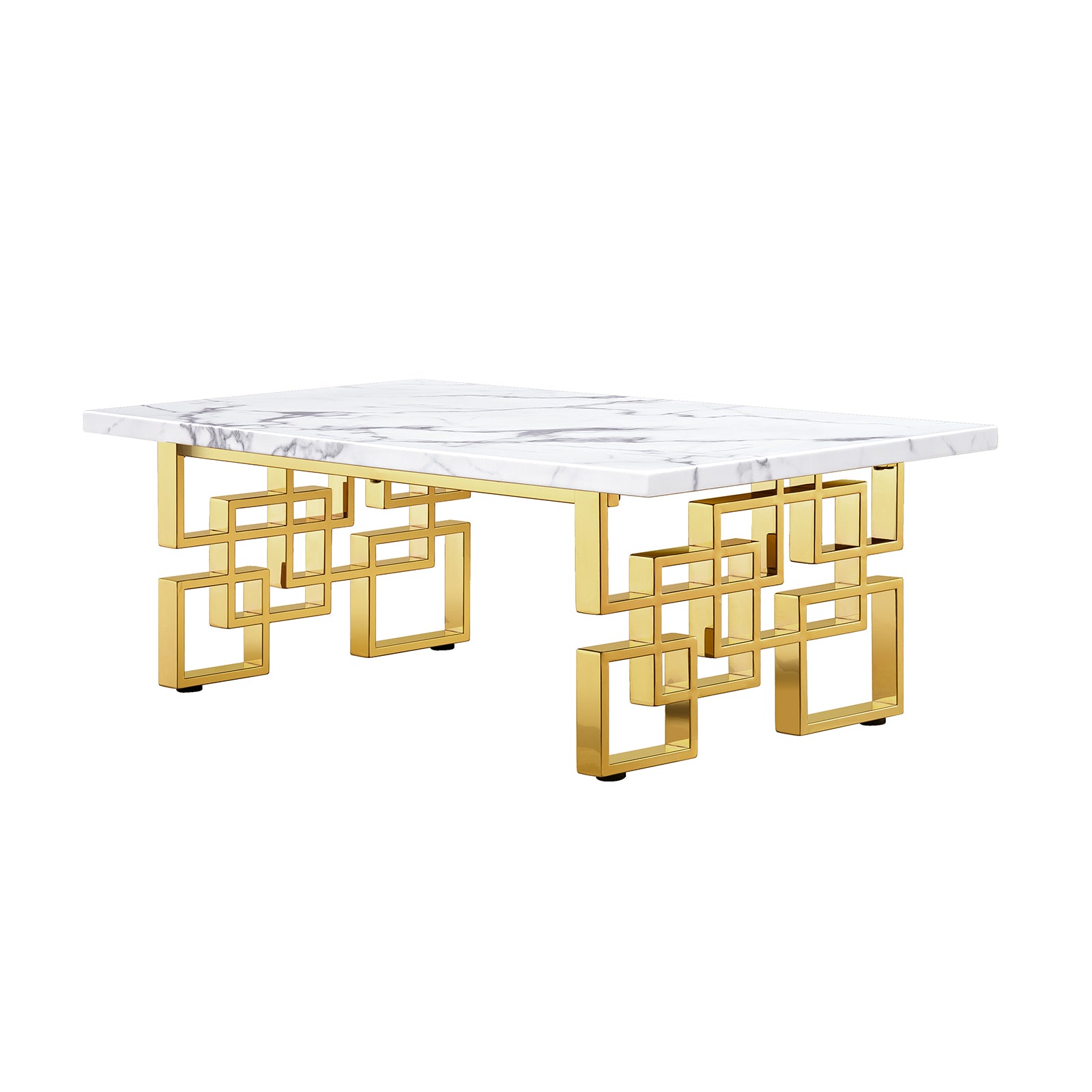 White Gold Living room table Set| MetalGeometric Base | L217