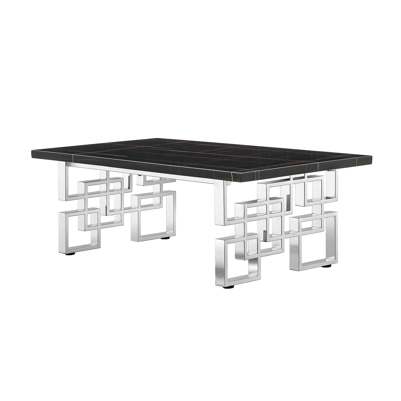 Black Silver Living room table Set | MetalGeometric Base | L218