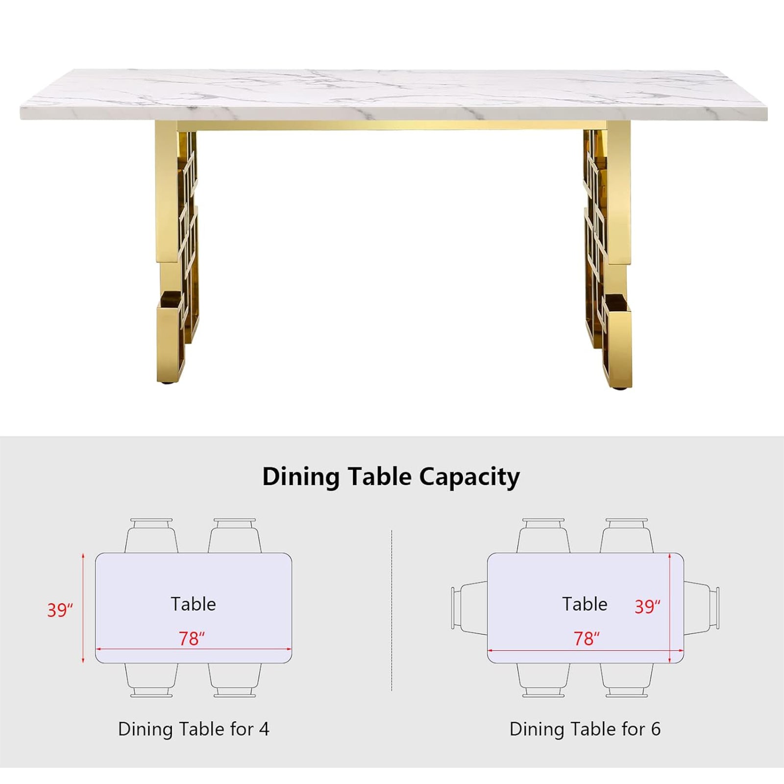 696 Set | AUZ White and gold Dining room Sets for 6
