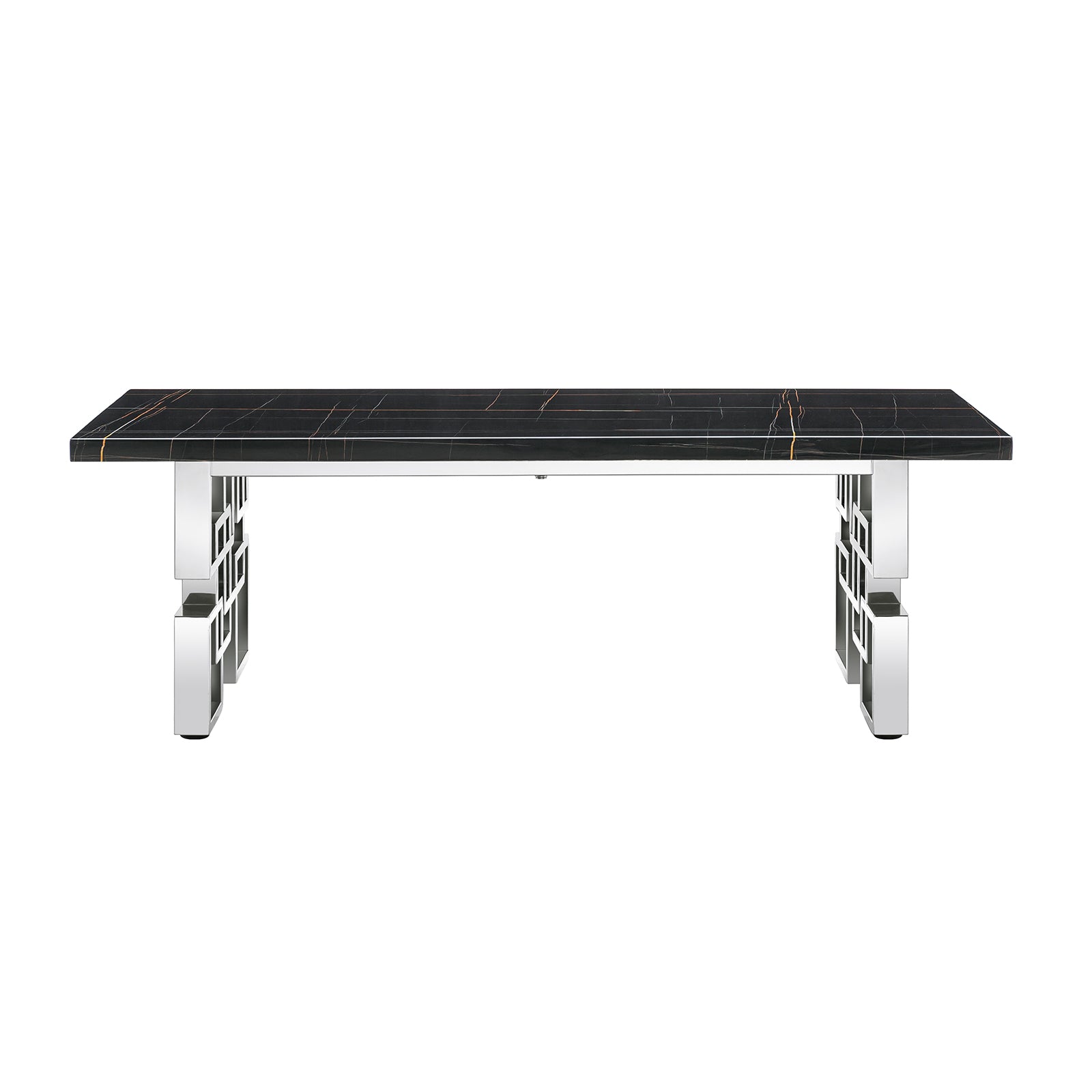 Black Coffee Table with Silver Metal Geometric legs | F318