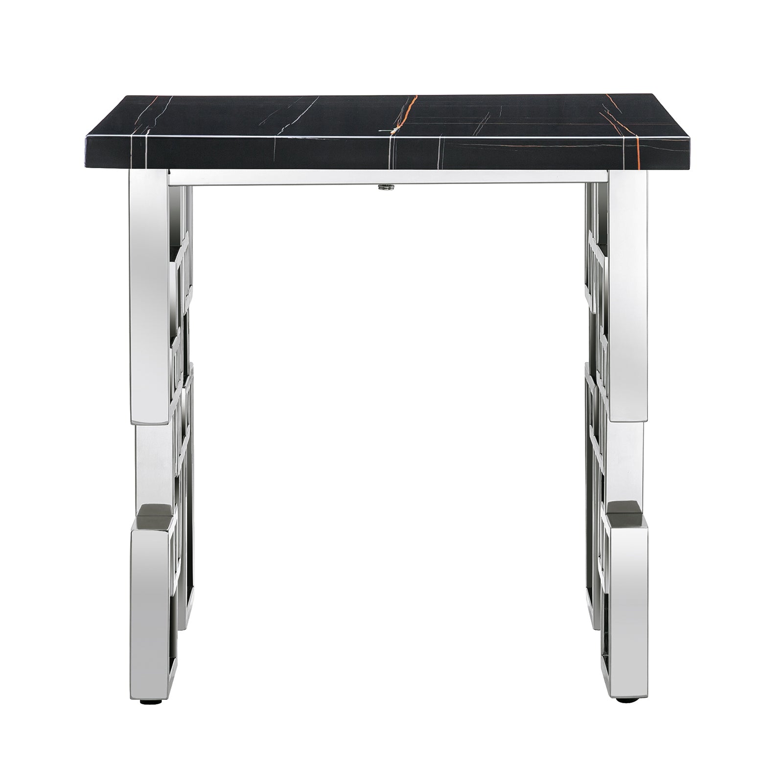 Black Silver Living room table Set | MetalGeometric Base | L218