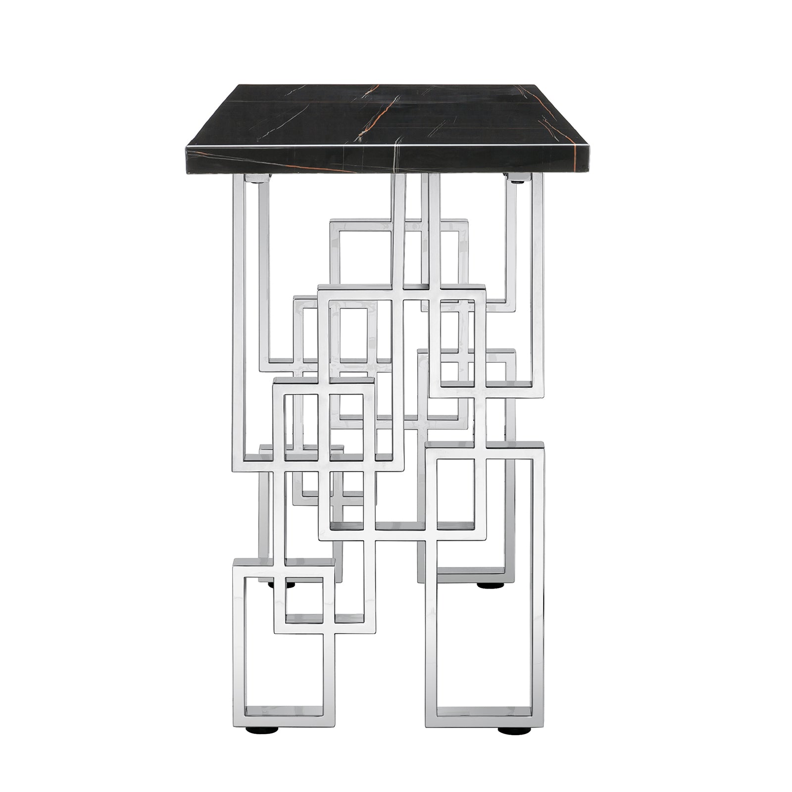 Black Silver Living room table Set | MetalGeometric Base | L218