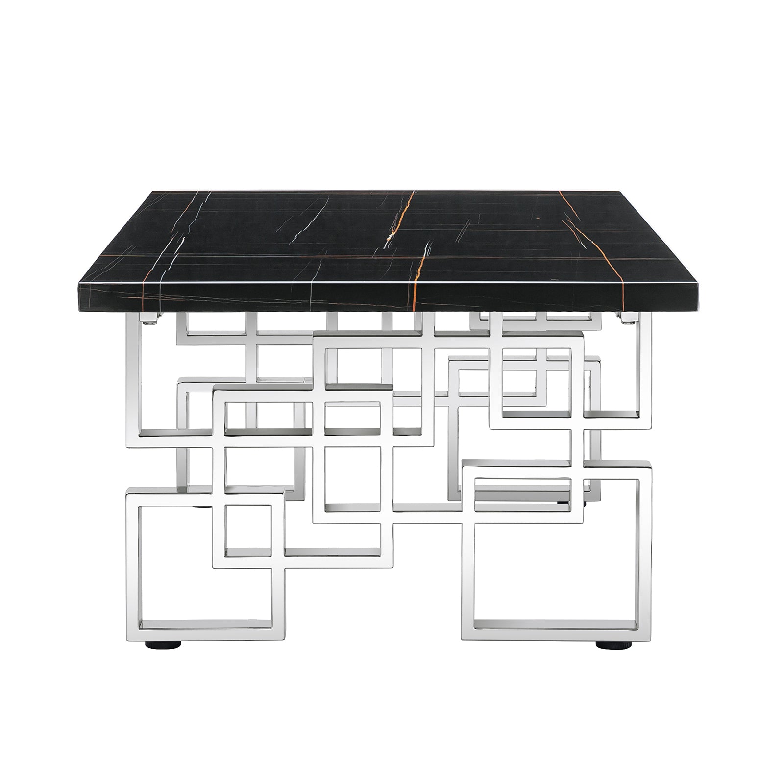 Black Silver Living room table Set | MetalGeometric Base | L218