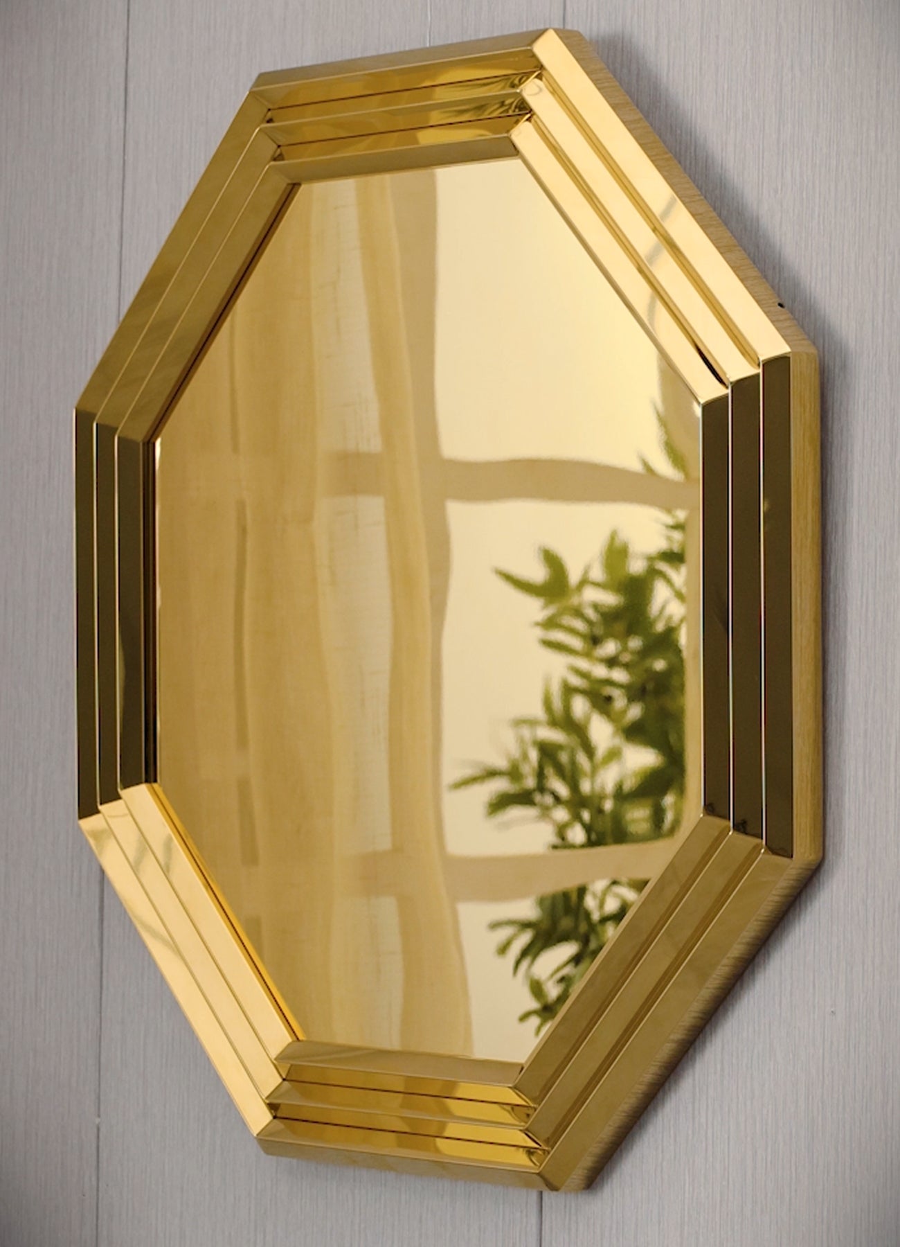 Gold 24" Octagon Geometric Mirror Wall | W101