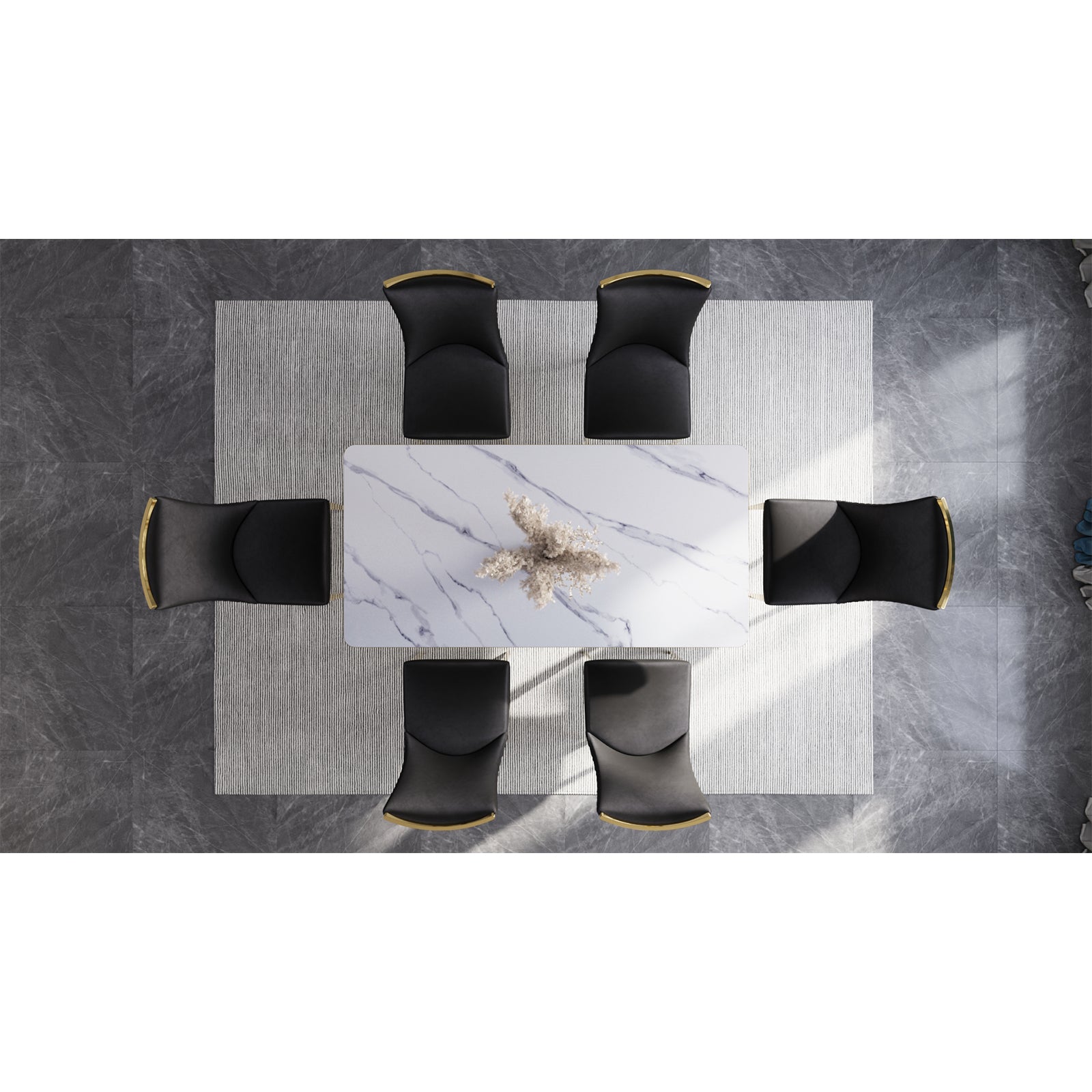 702 Set | AUZ White and Gold Dining room Sets for 6