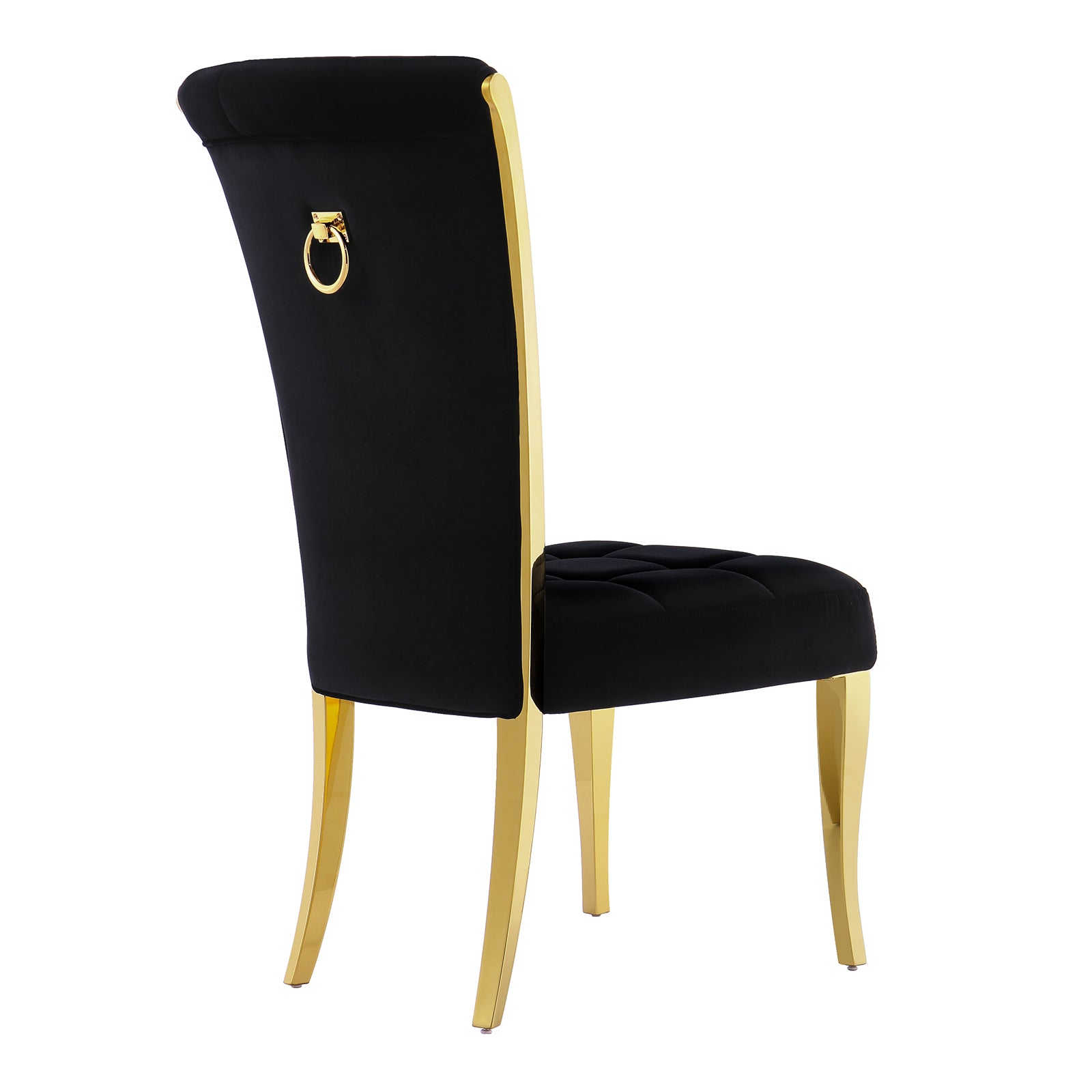Black Velvet Dining Chairs | Geometric square back| Metal legs| C149