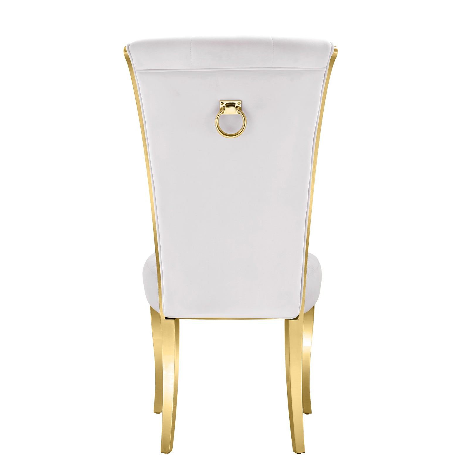 White Velvet Dining Chairs | Geometric square back| Metal legs| C175 High back with Plush Ring