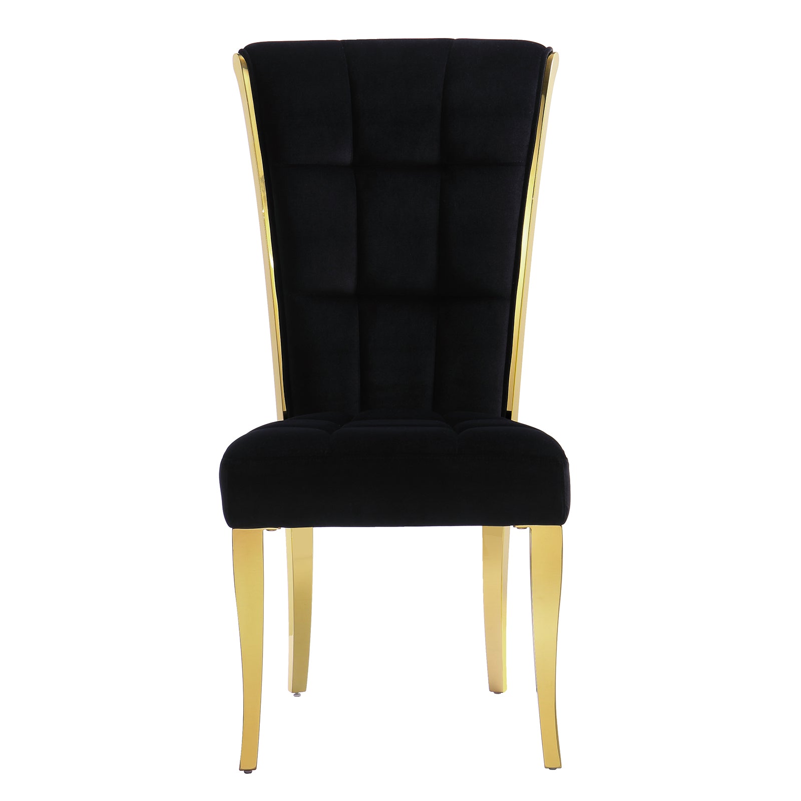 Black Velvet Dining Chairs | Geometric square back| Metal legs| C149