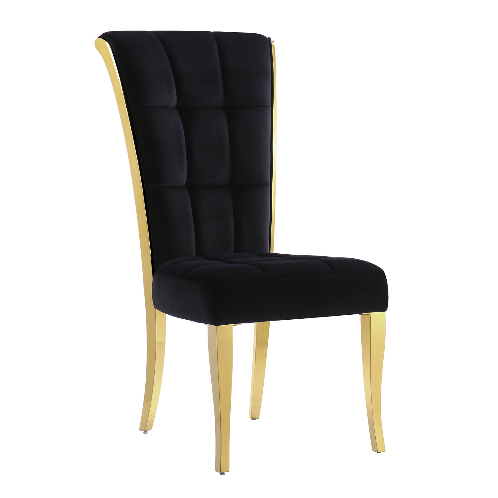 Black Velvet Dining Chairs | Geometric square back| Metal legs| C149