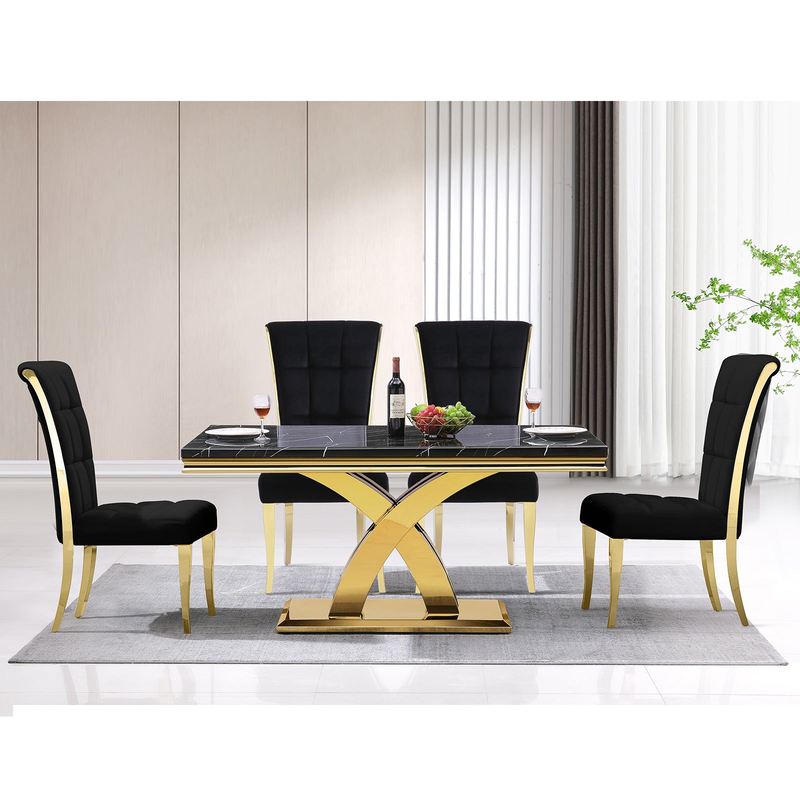 647-Set | AUZ Black and Gold Dining room Sets for 6
