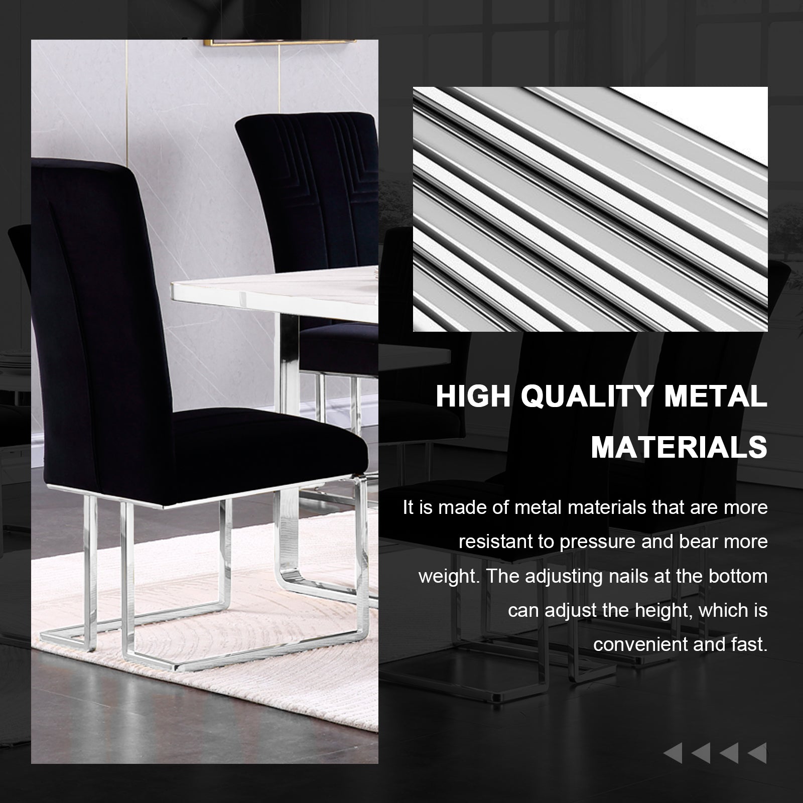 715 Set | AUZ Black and Silver Dining room Sets for 6