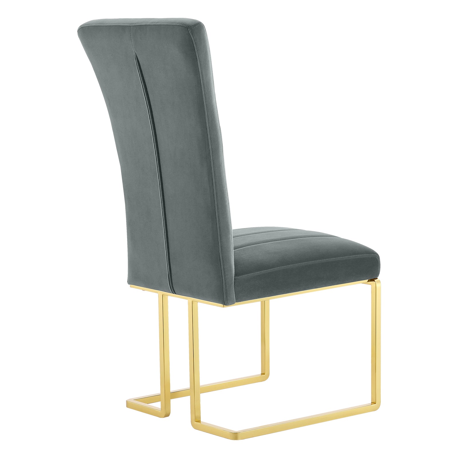 Gray Velvet dining chairs | Metal Sled Base| C119