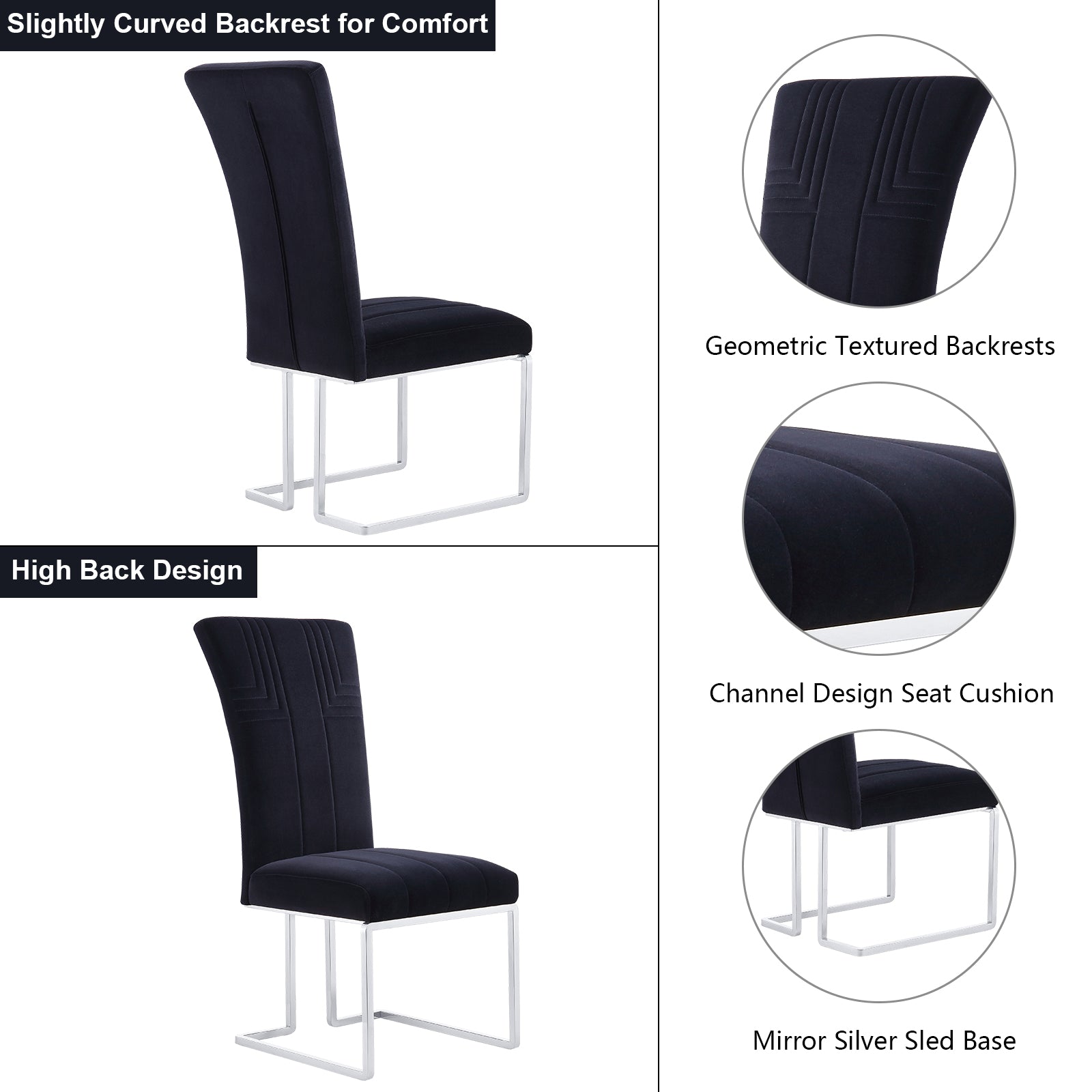 715 Set | AUZ Black and Silver Dining room Sets for 6