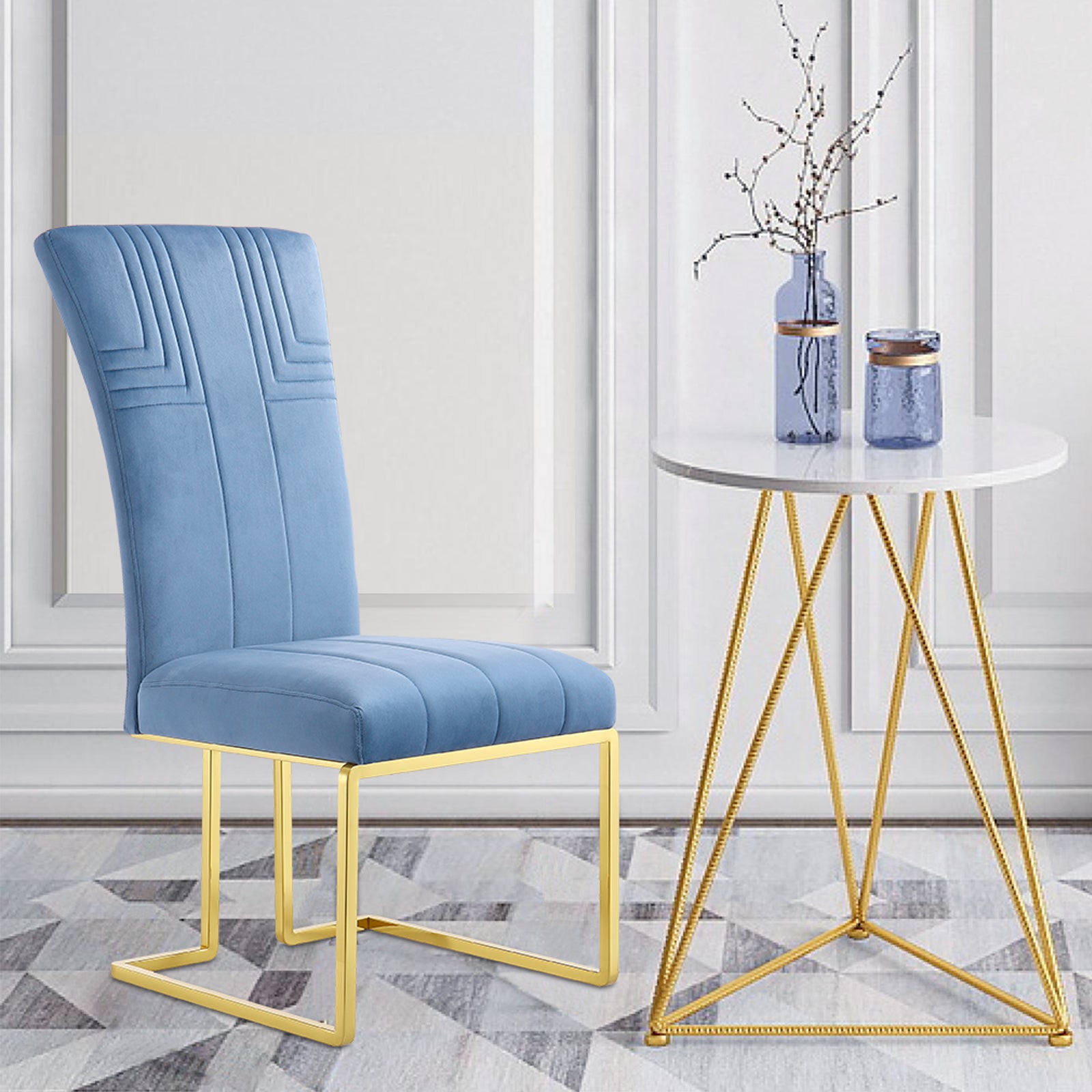 681-Set | AUZ Blue and Gold Dining room Sets for 6