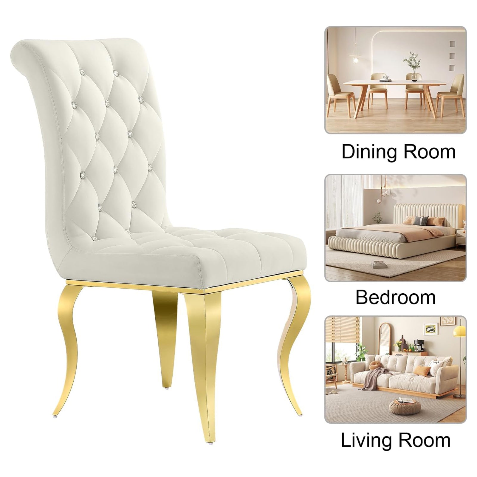 Wholesale White gold Velvet Dining Chairs
