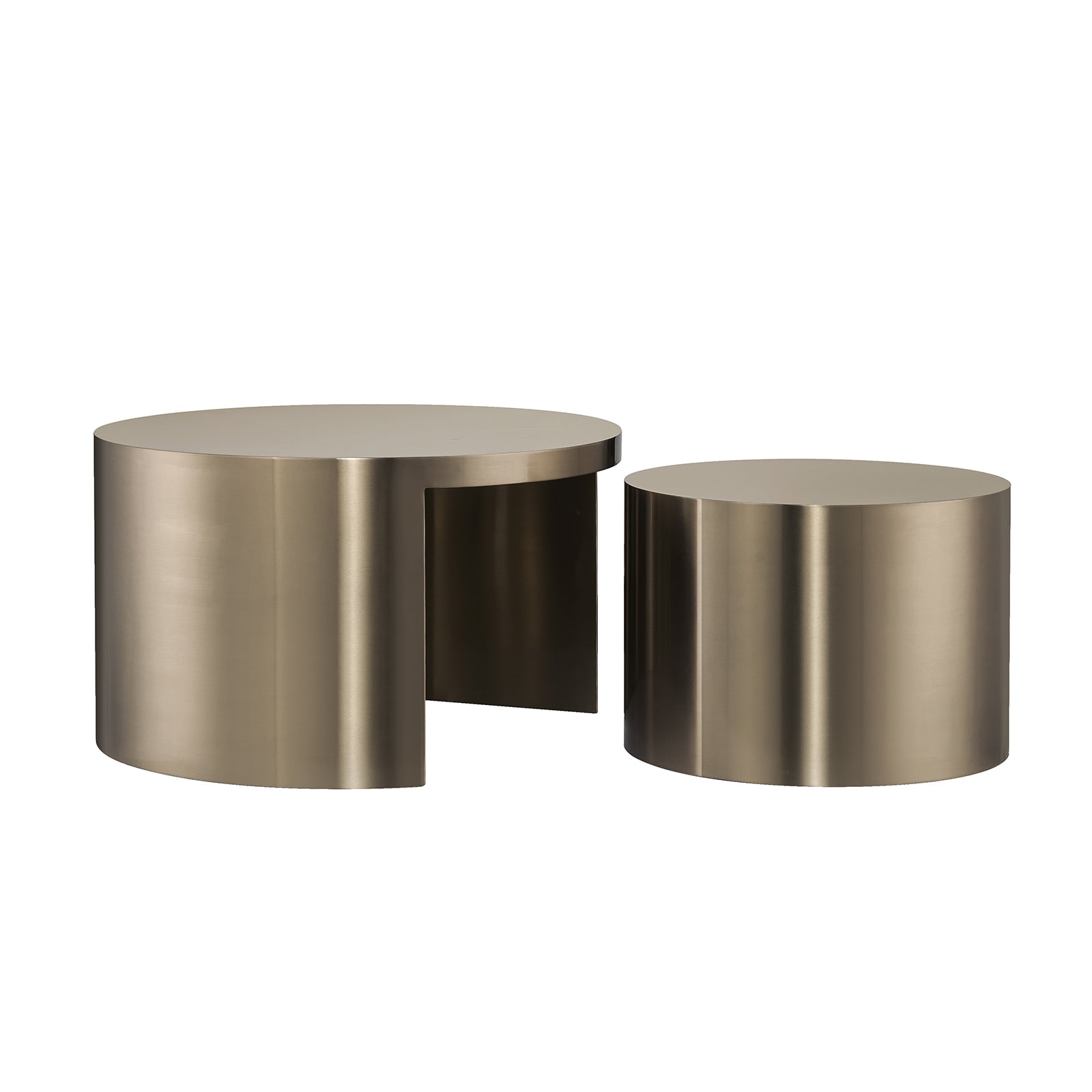 Nesting Round Coffee Table with Gold-Brushed Textured , Set of 2 | F320