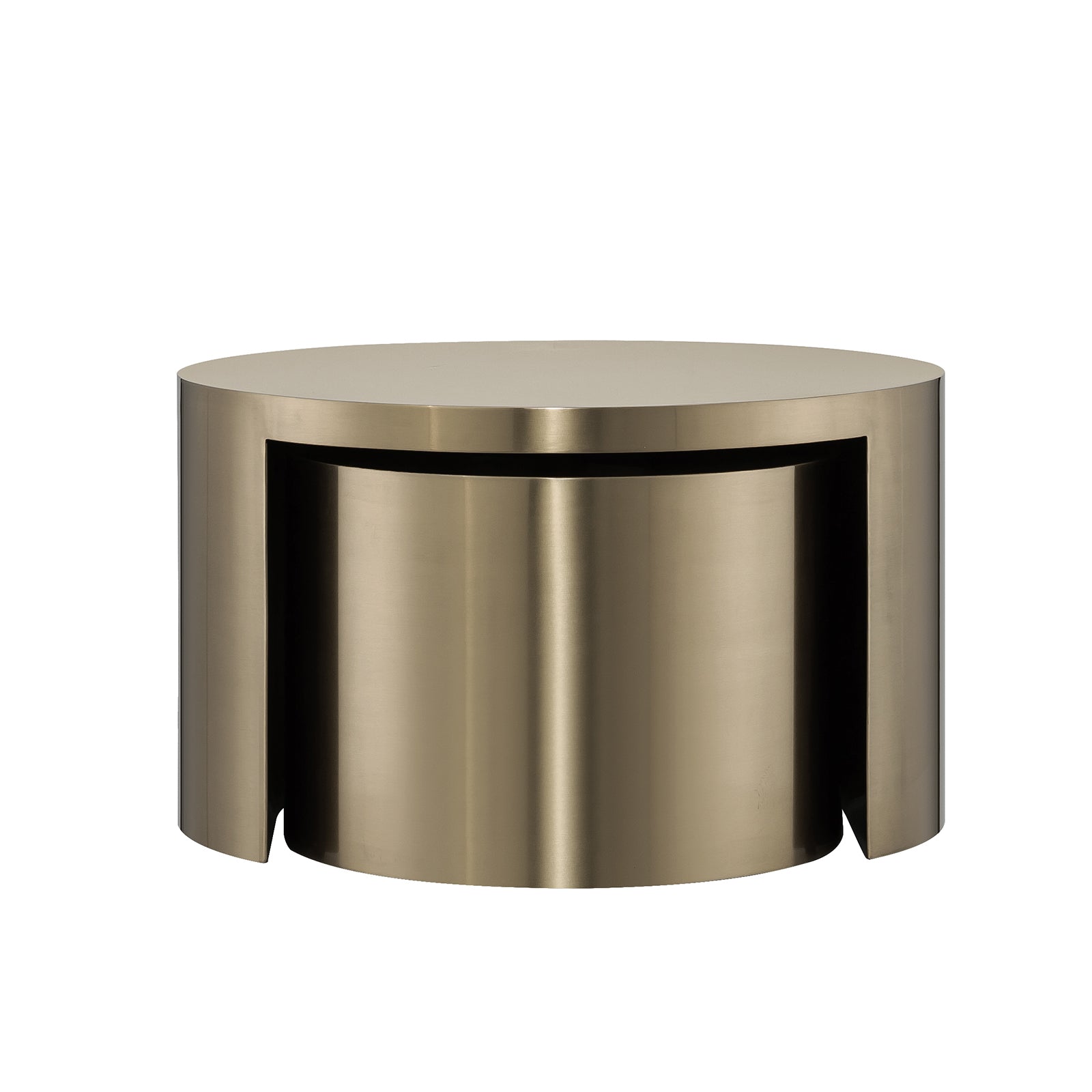 Nesting Round Coffee Table with Gold-Brushed Textured , Set of 2 | F320