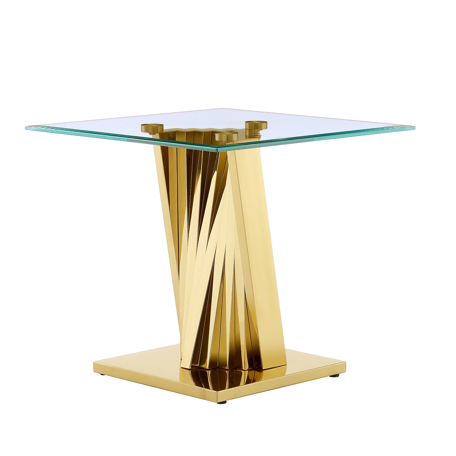 AUZ Gold Glass living room table set | Living room table set of 3 Metal Scalloped Legs | L219