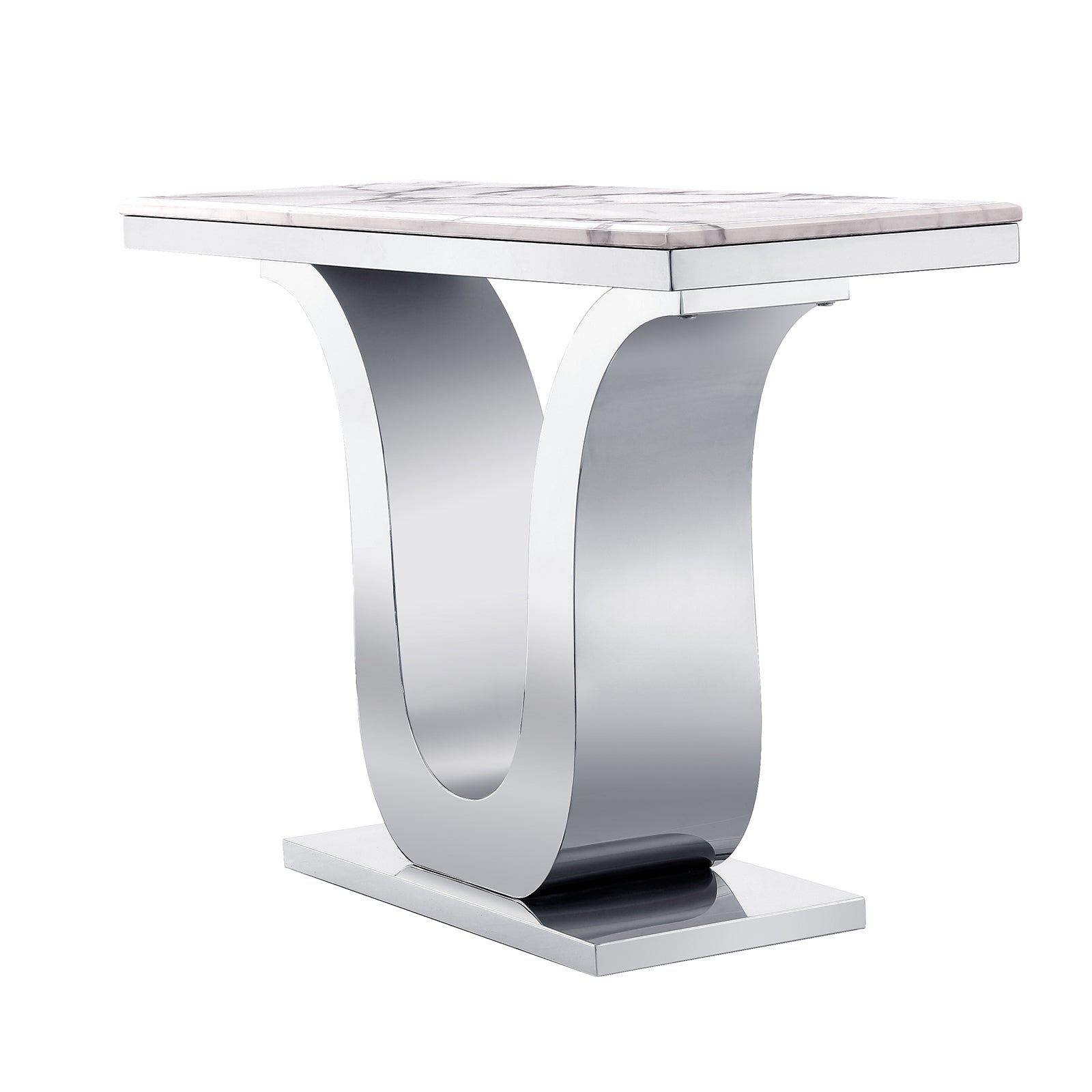 White and Silver Living room table Set | Metal U Base |L211