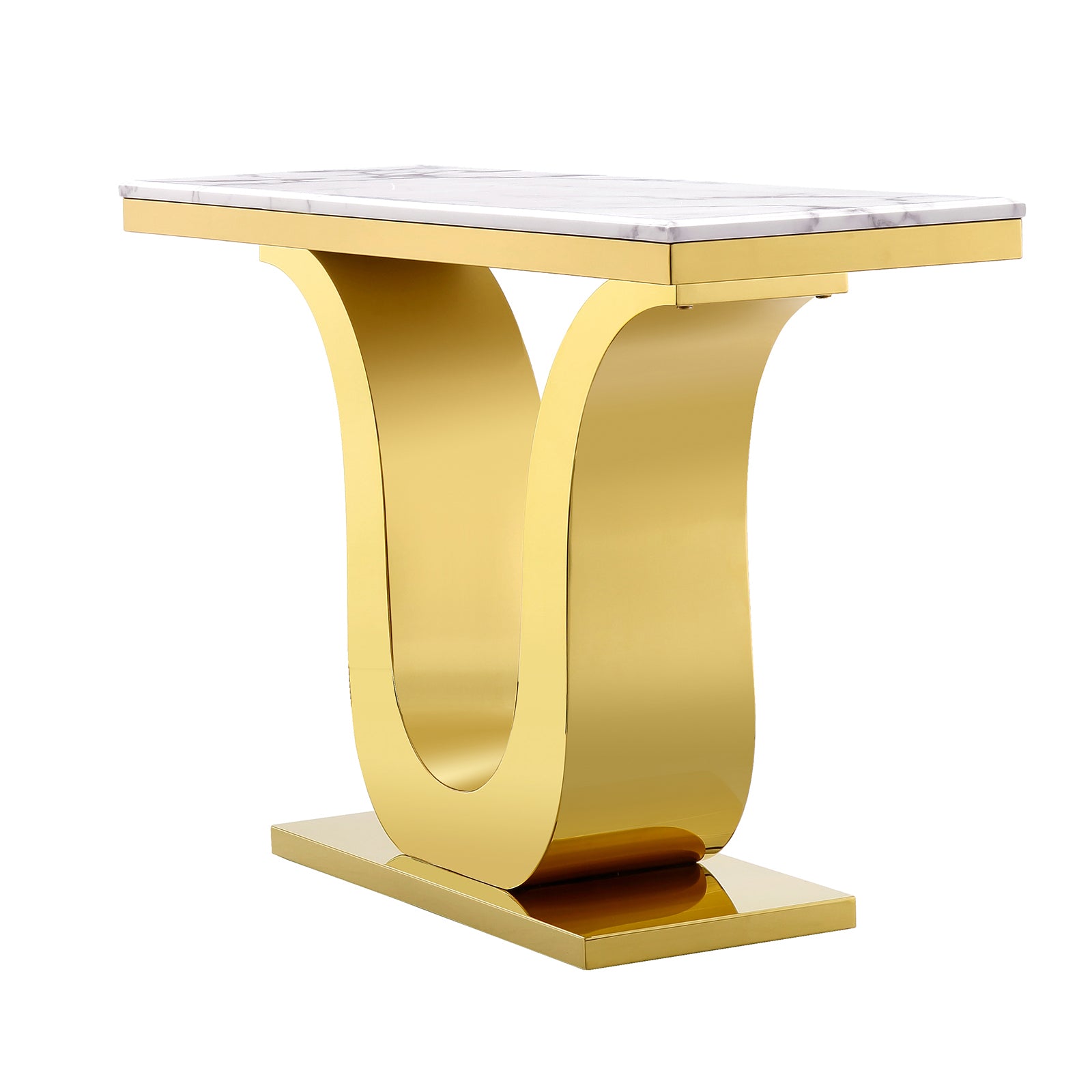 White Gold Sofa table with Metal U Base| S503