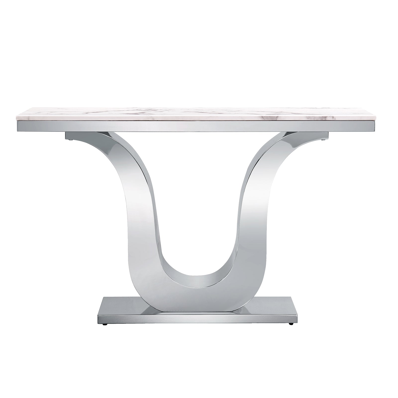 White Gray Sofa table with Metal U Base| S504