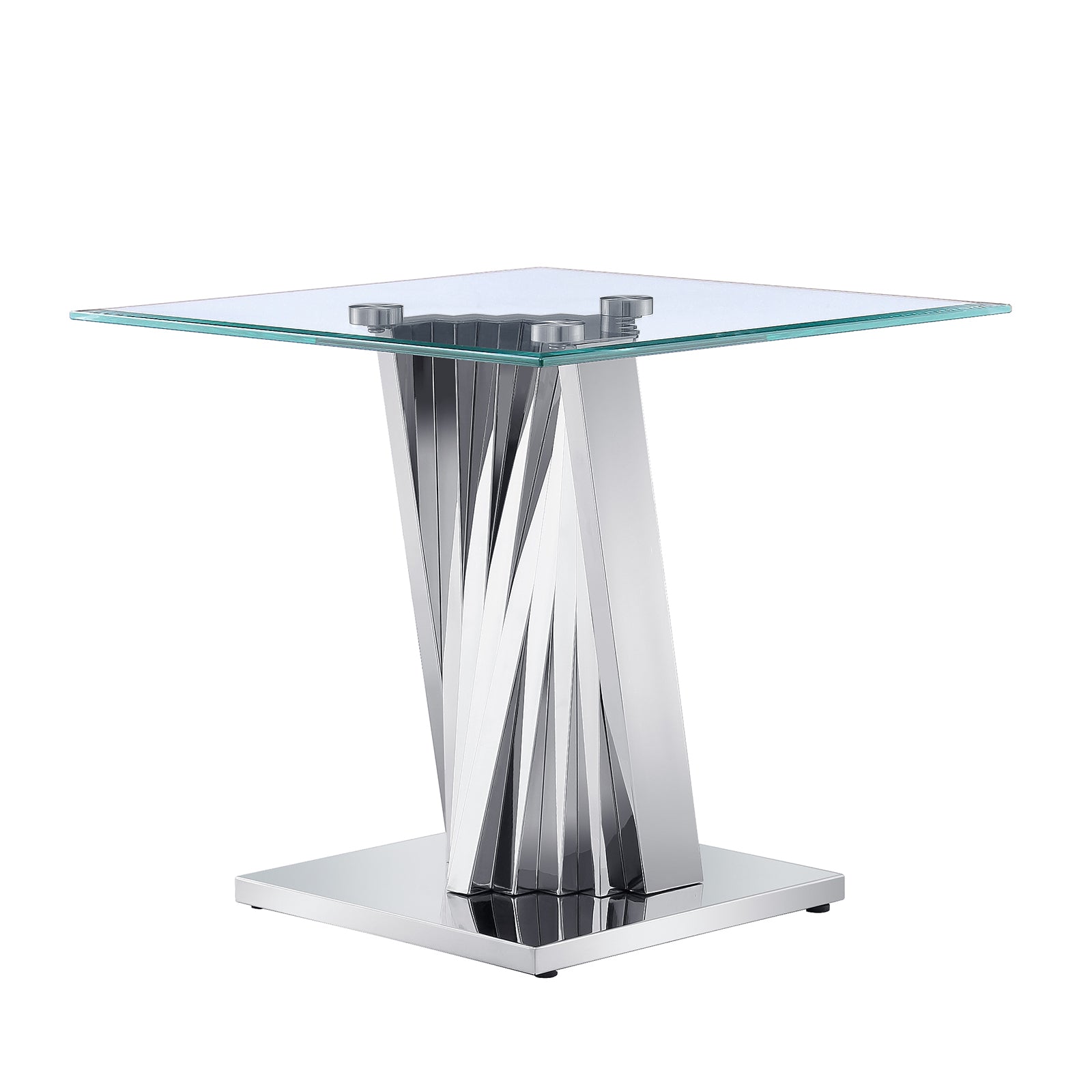 Silver Glass living room table set | Metal Scalloped Legs | L220