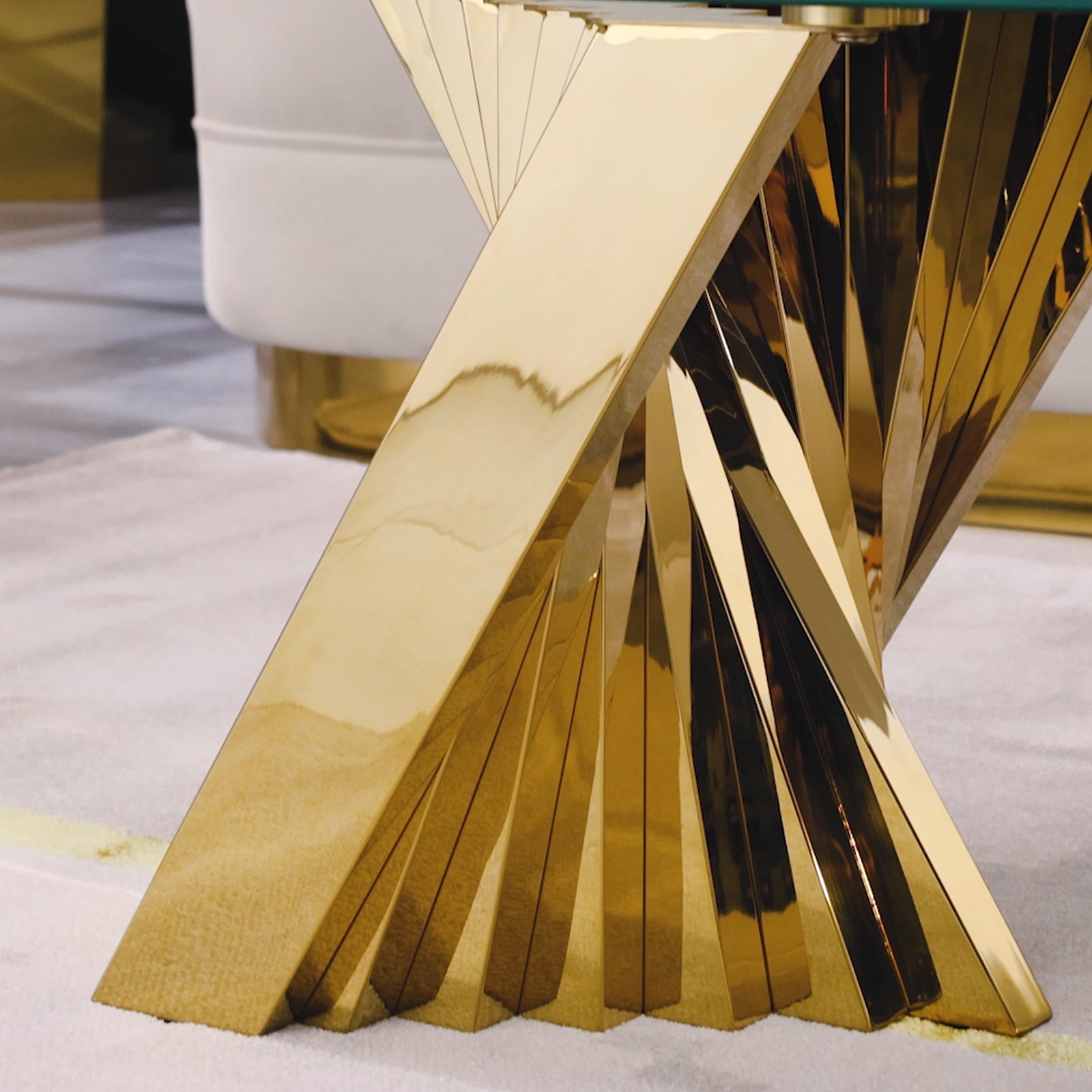 Glass Coffee Tables with Gold Metal Scalloped Legs | F311