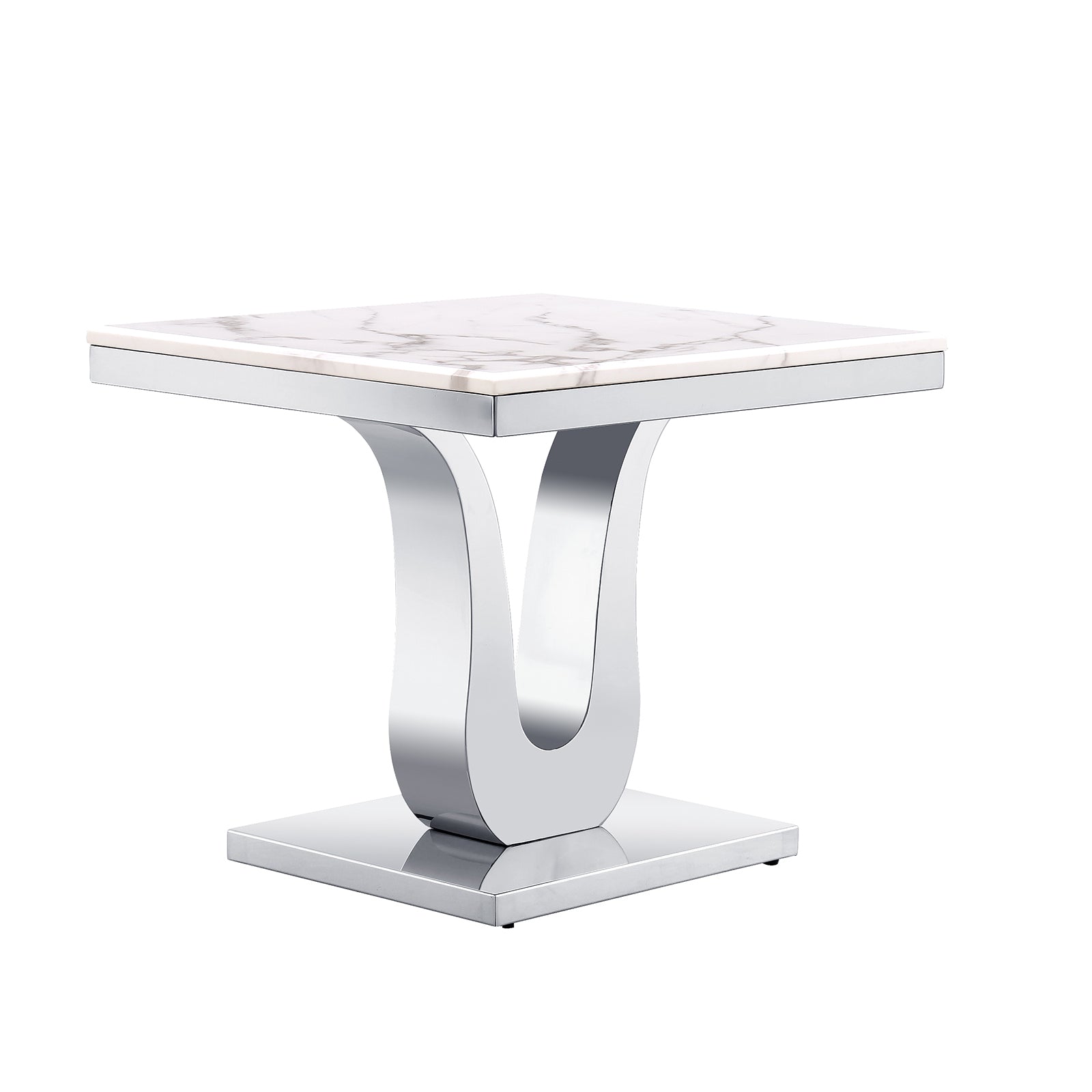 White and Silver Living room table Set | Metal U Base |L211