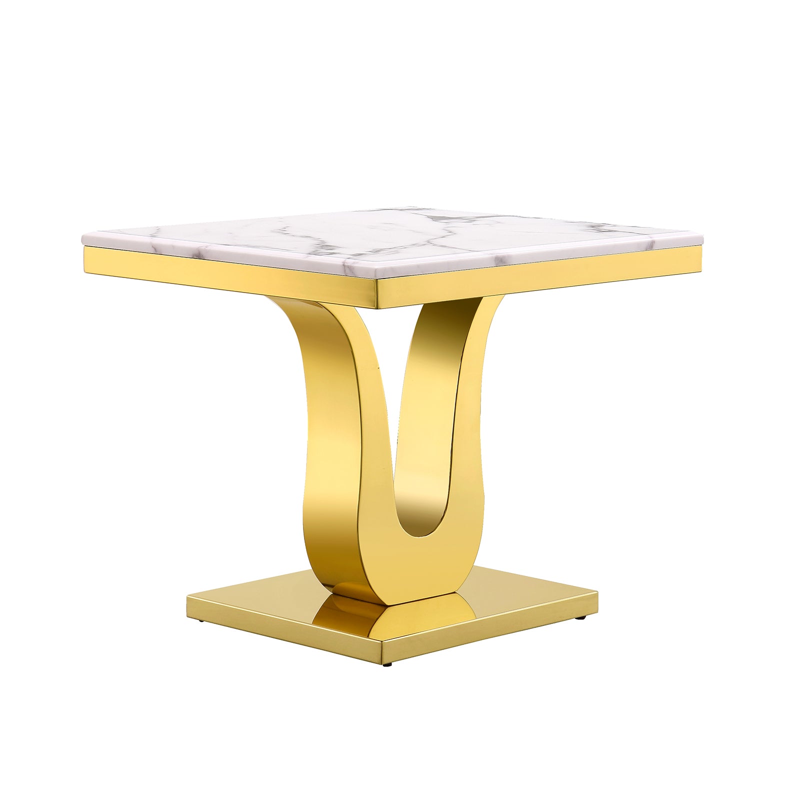 White and Gold Living room table Set | Metal U Base | L212